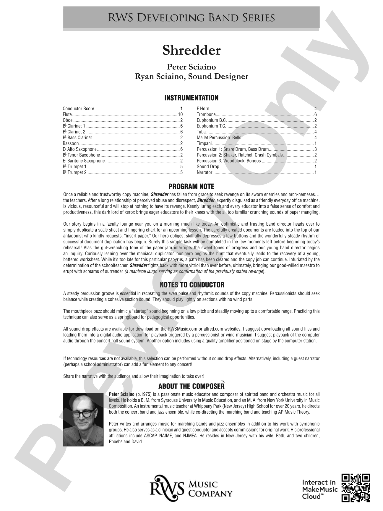 Shredder: Concert Band Conductor Score & Parts