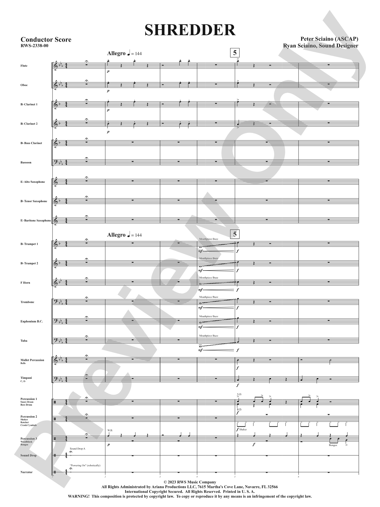 Shredder: Concert Band Conductor Score & Parts