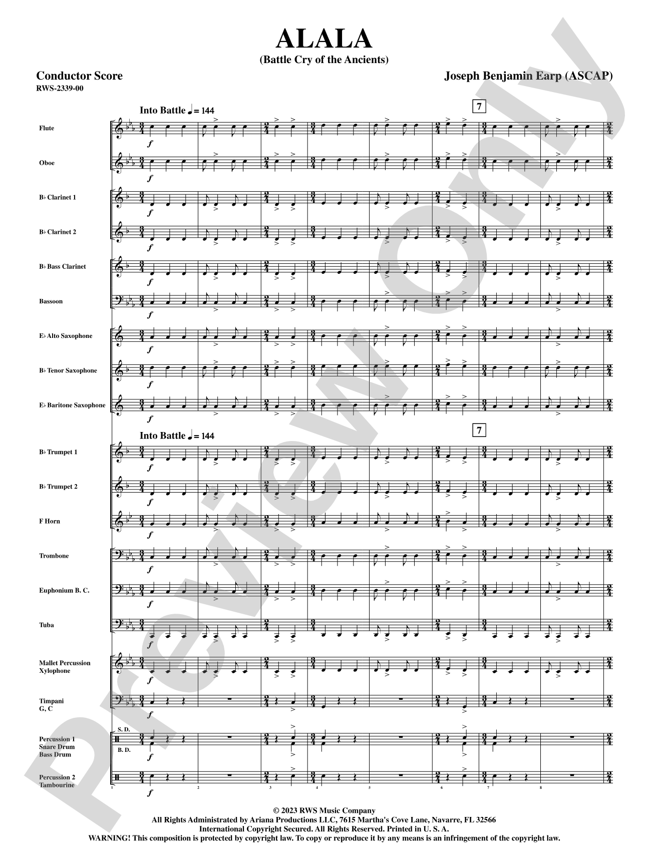 Alala - Battle Cry of the Ancients: Concert Band Conductor Score & Parts