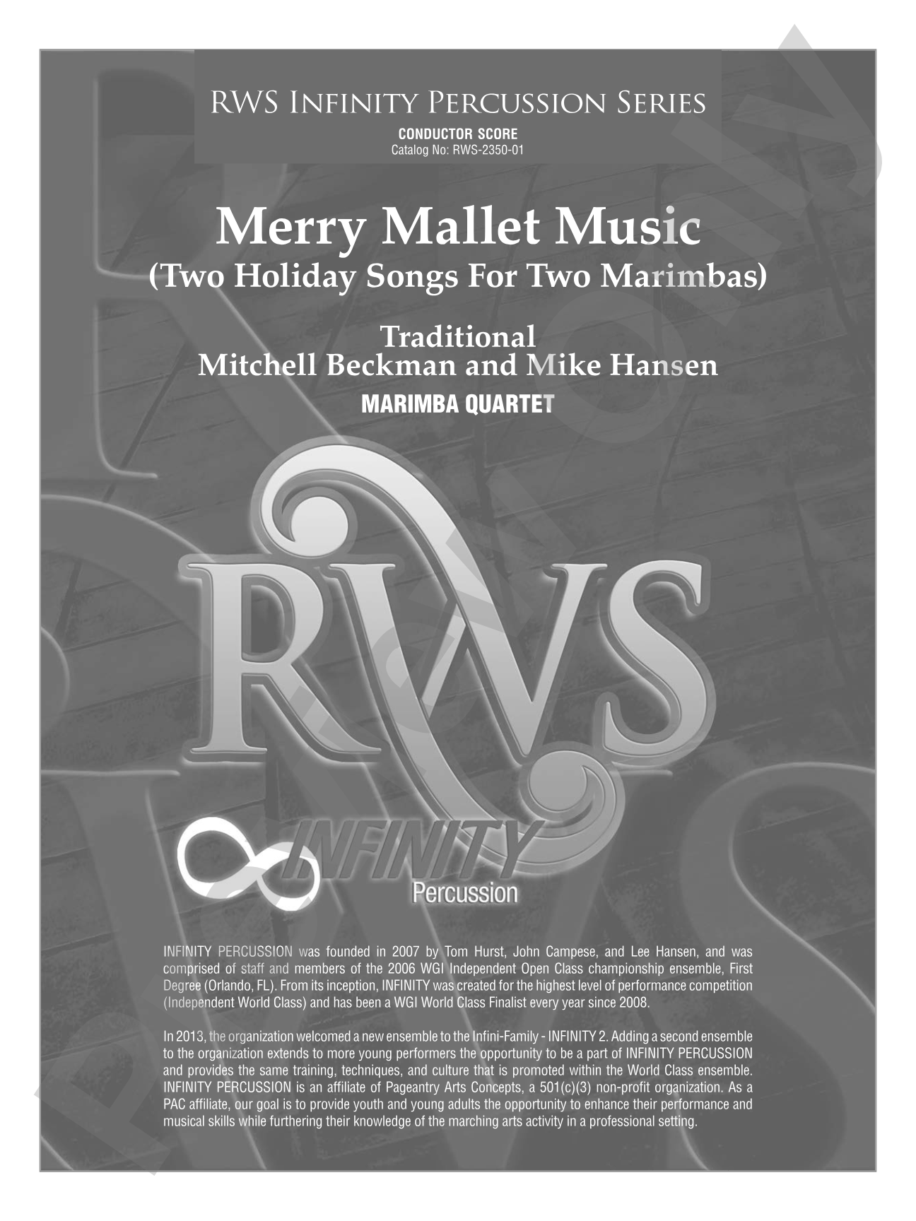 Merry Mallet Music - Two Holiday Songs for Two Marimbas: Percussion Ensemble Conductor Score & Parts