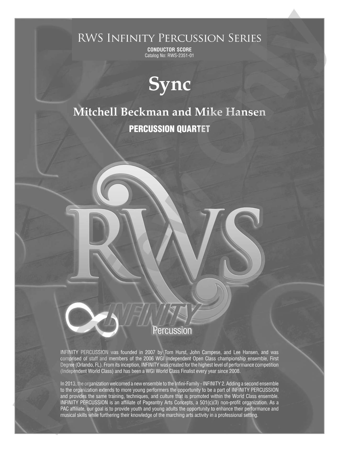 Sync - Percussion Quartet: Percussion Ensemble Conductor Score & Parts