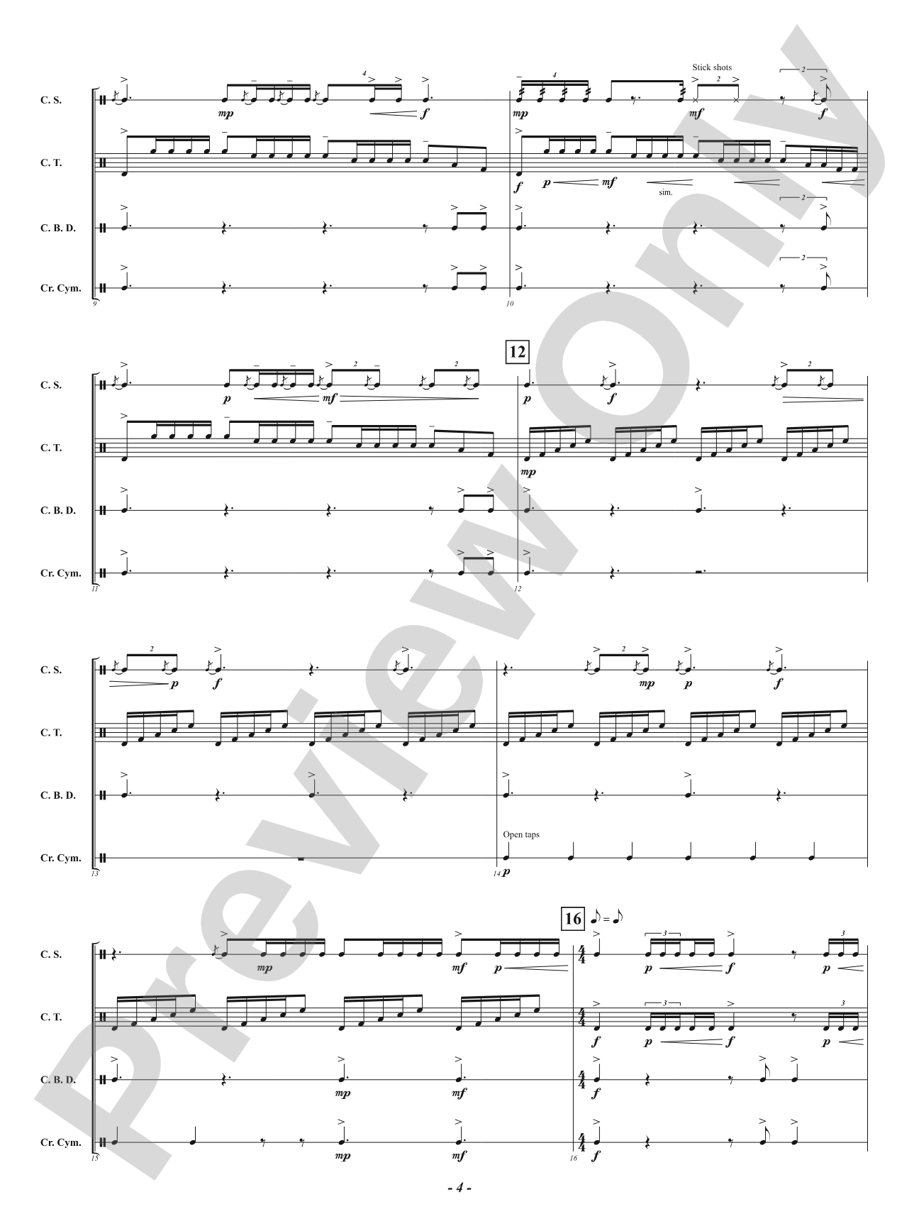 Sync - Percussion Quartet: Percussion Ensemble Conductor Score & Parts