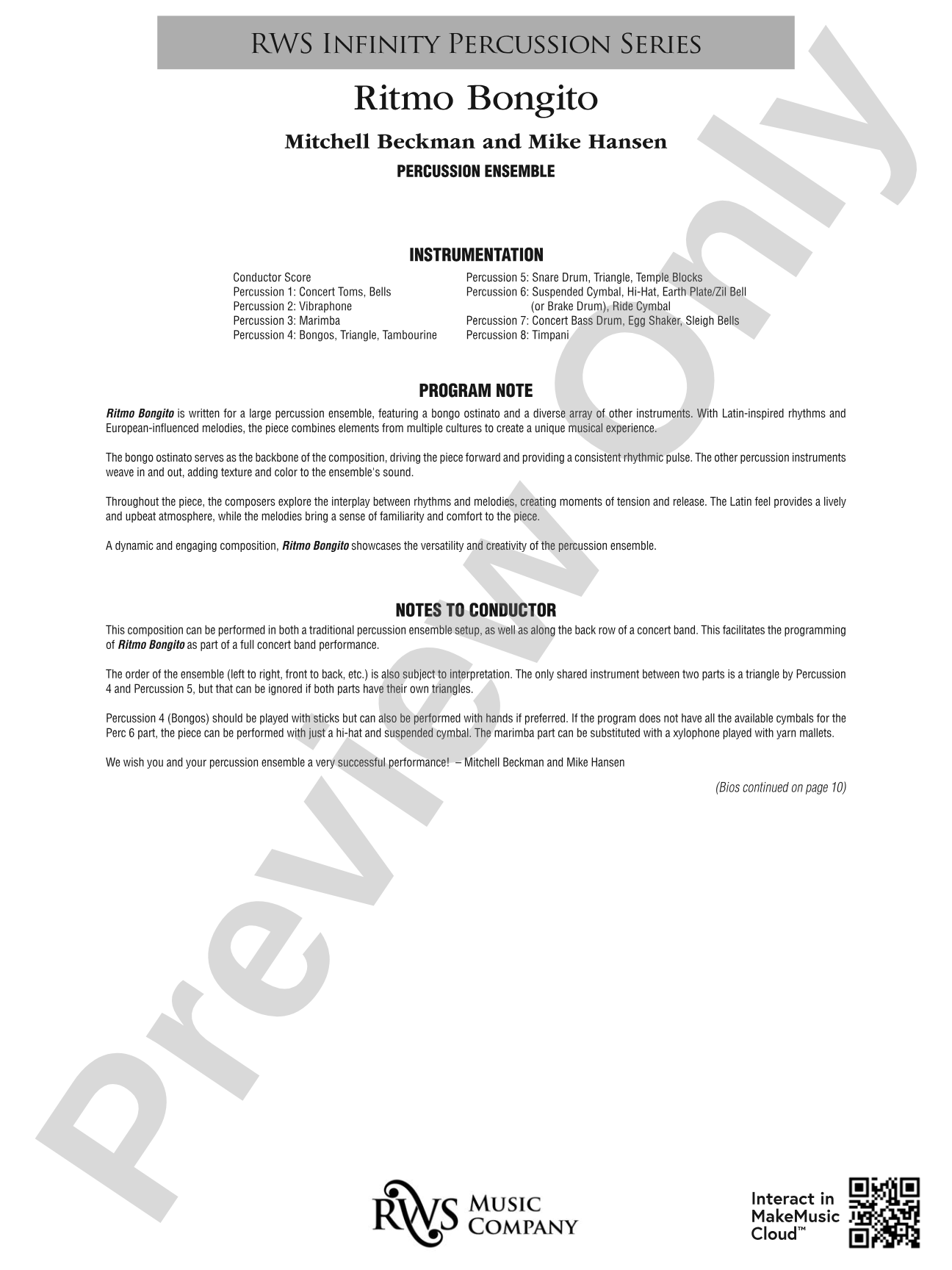 Ritmo Bongito: Score