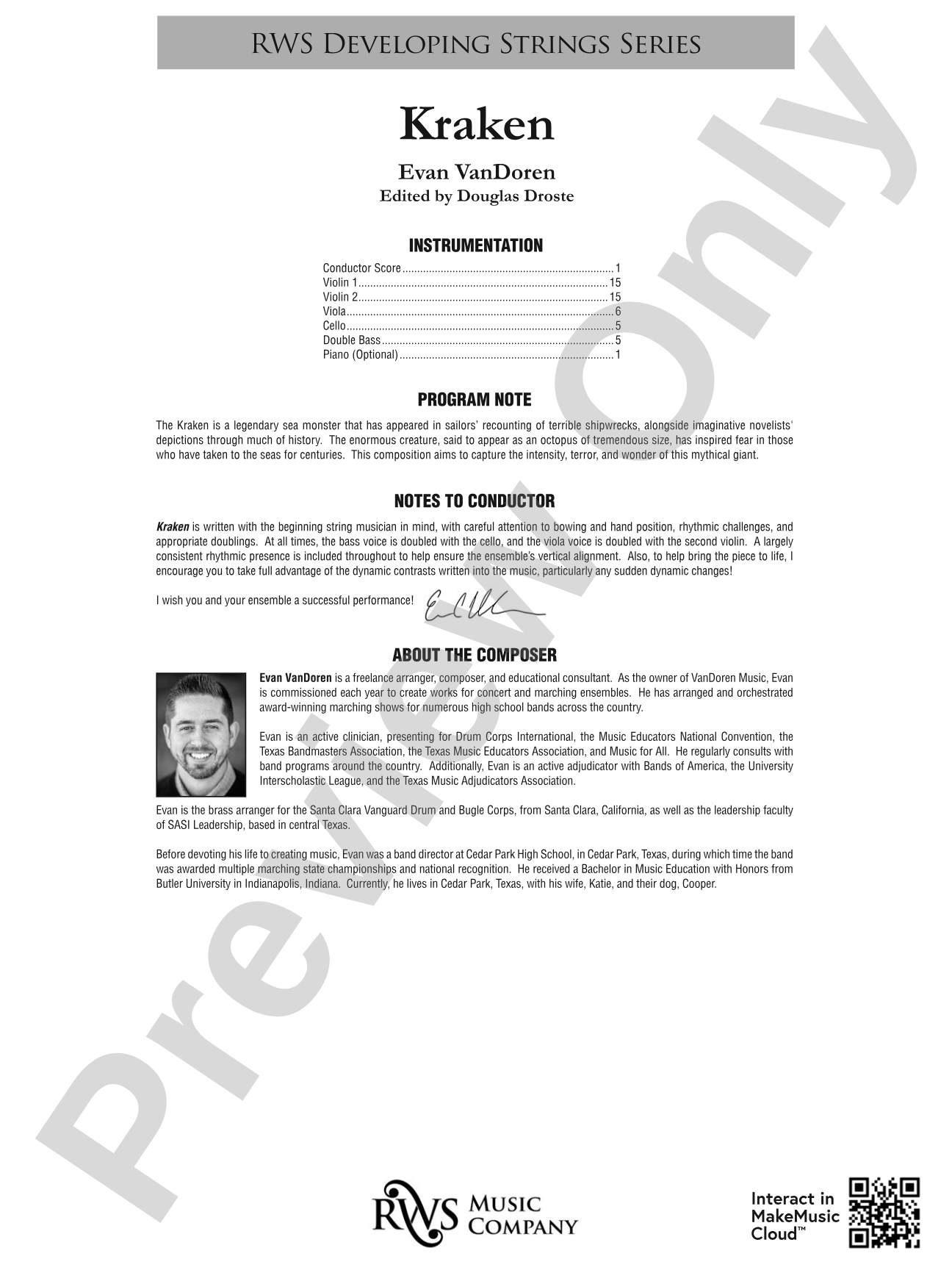 Kraken: String Orchestra Conductor Score & Parts
