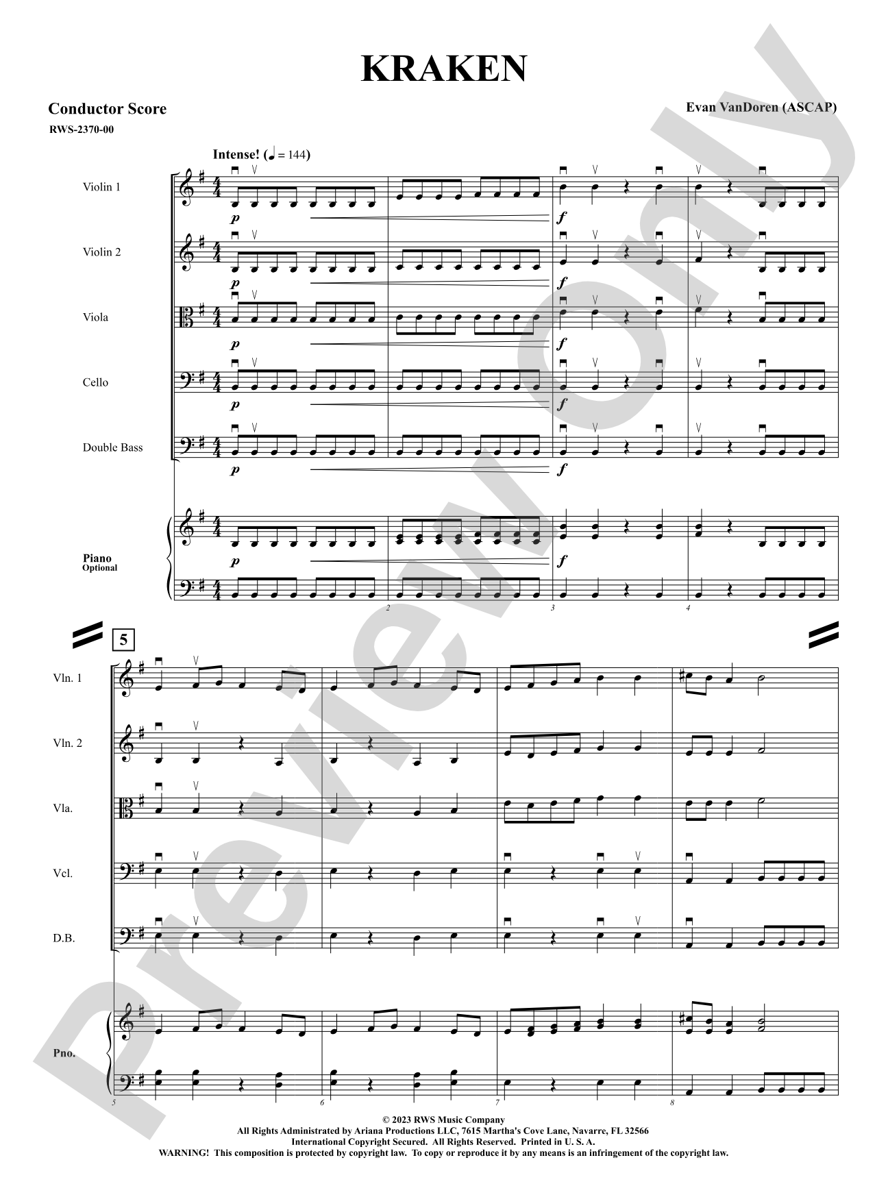 Kraken: String Orchestra Conductor Score & Parts