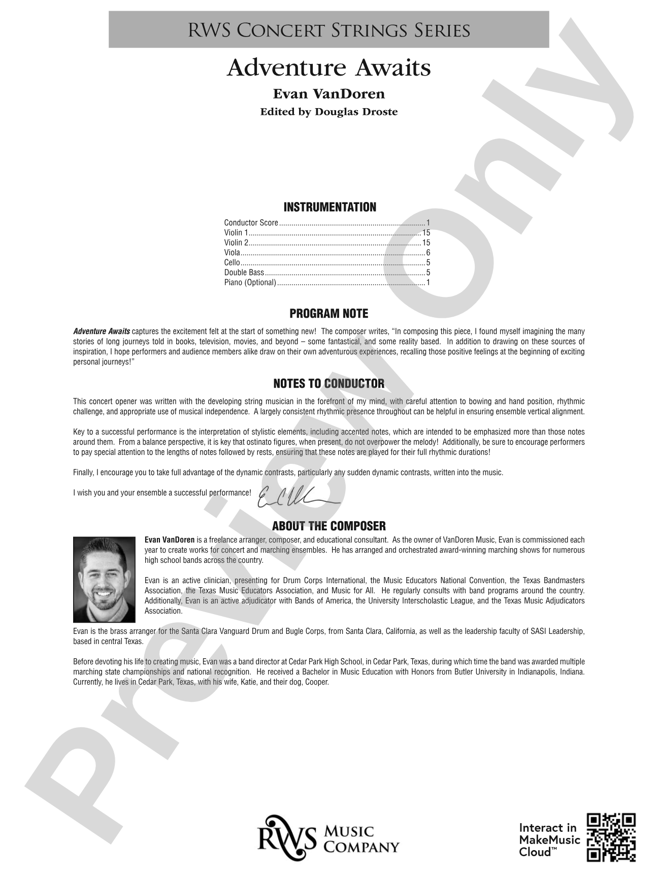 Adventure Awaits: String Orchestra Conductor Score & Parts