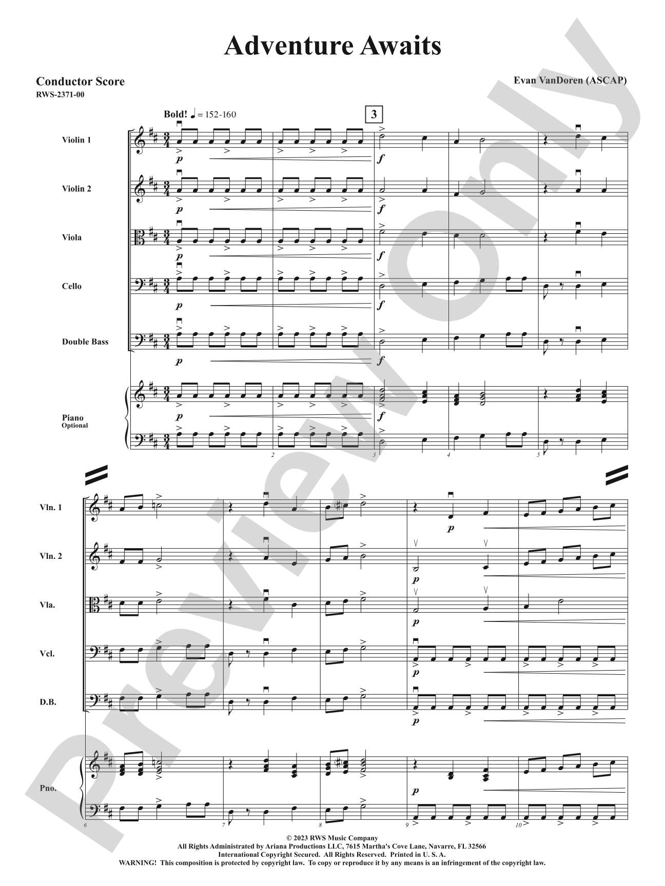 Adventure Awaits: String Orchestra Conductor Score & Parts