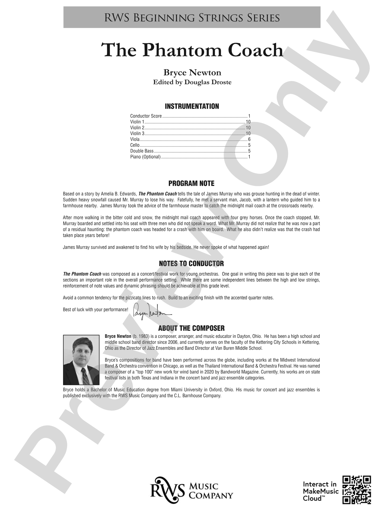 The Phantom Coach: String Orchestra Conductor Score & Parts