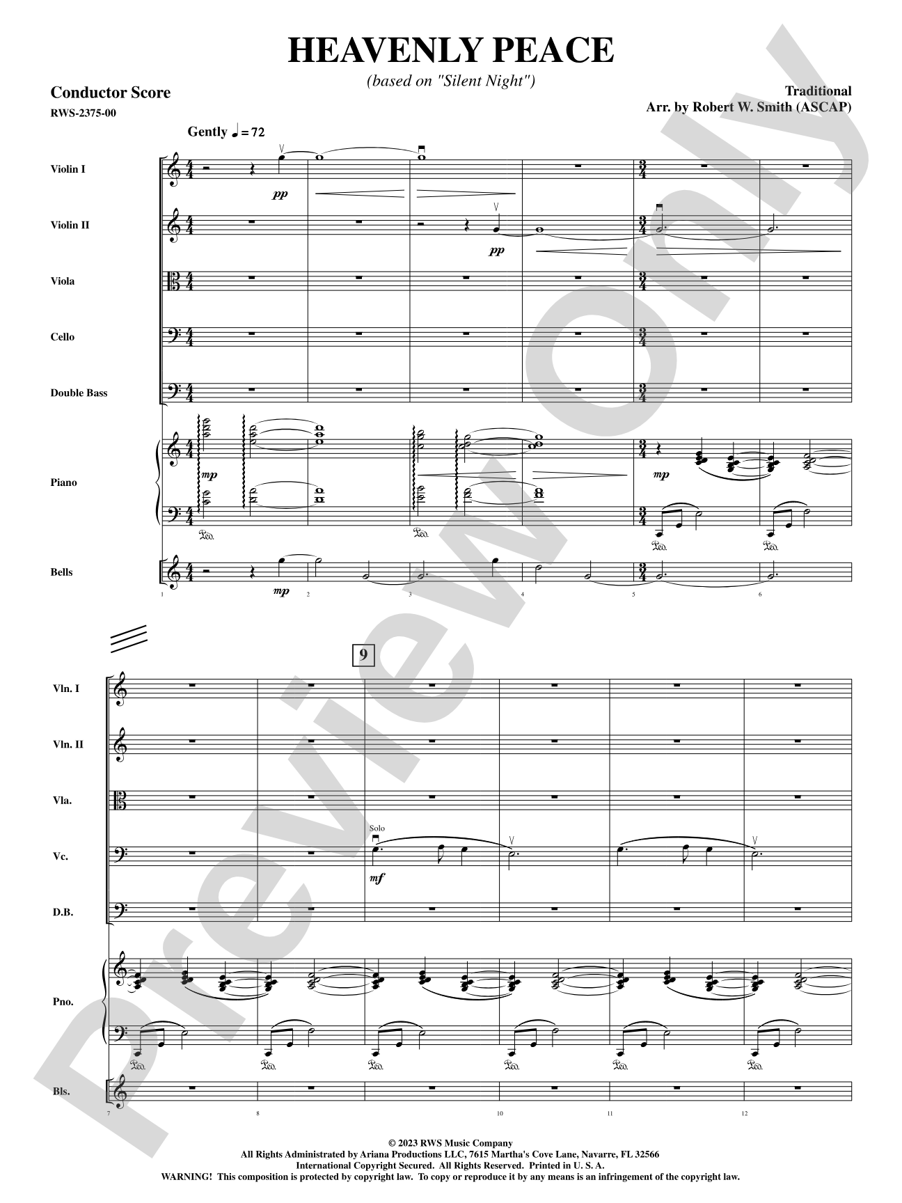 Heavenly Peace - Based on "Silent Night": String Orchestra Conductor Score & Parts