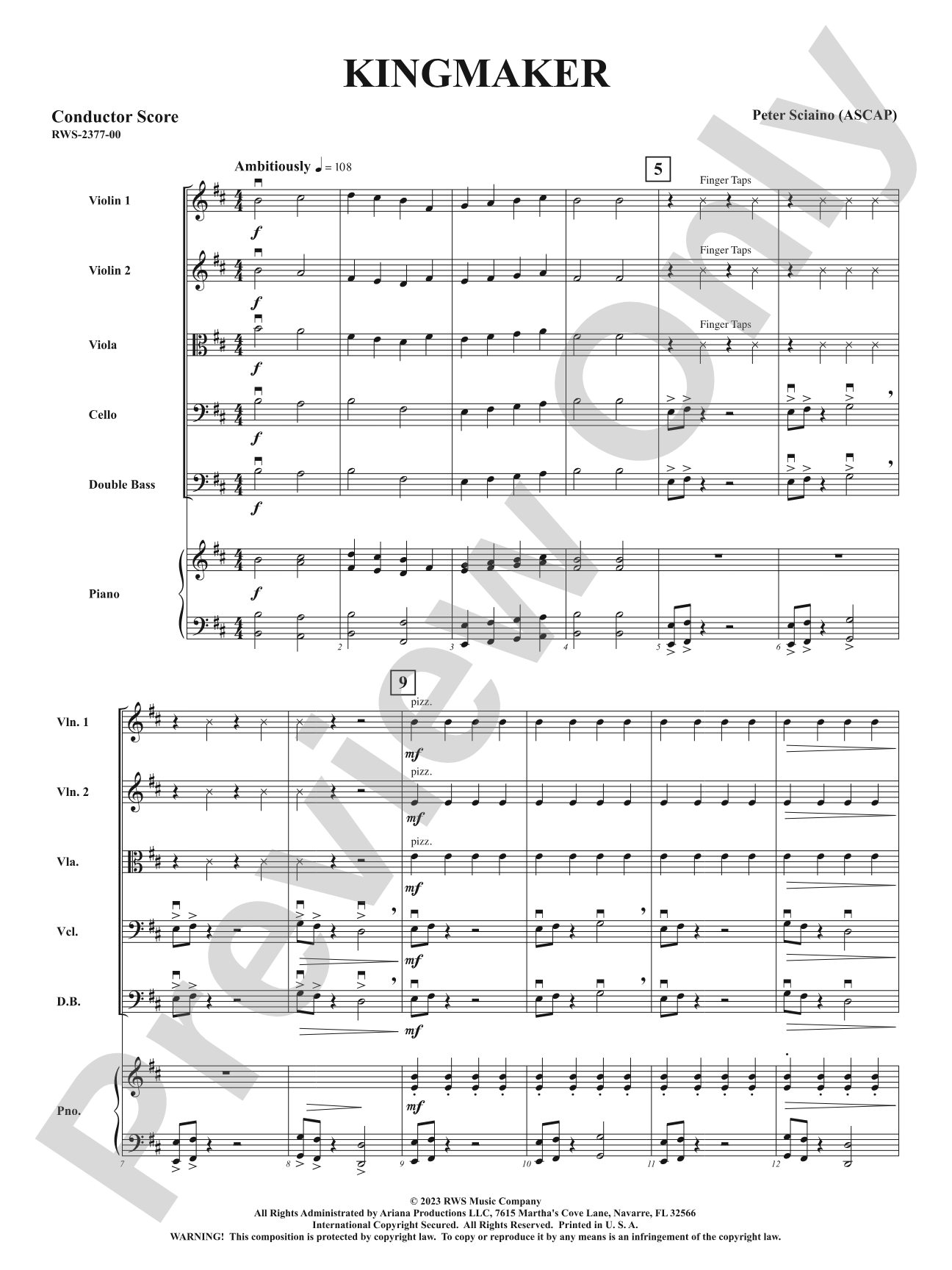 Kingmaker: String Orchestra Conductor Score & Parts