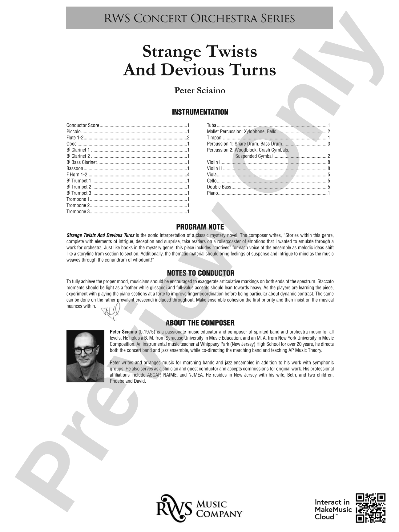 Strange Twists and Devious Turns: Full Orchestra Conductor Score & Parts