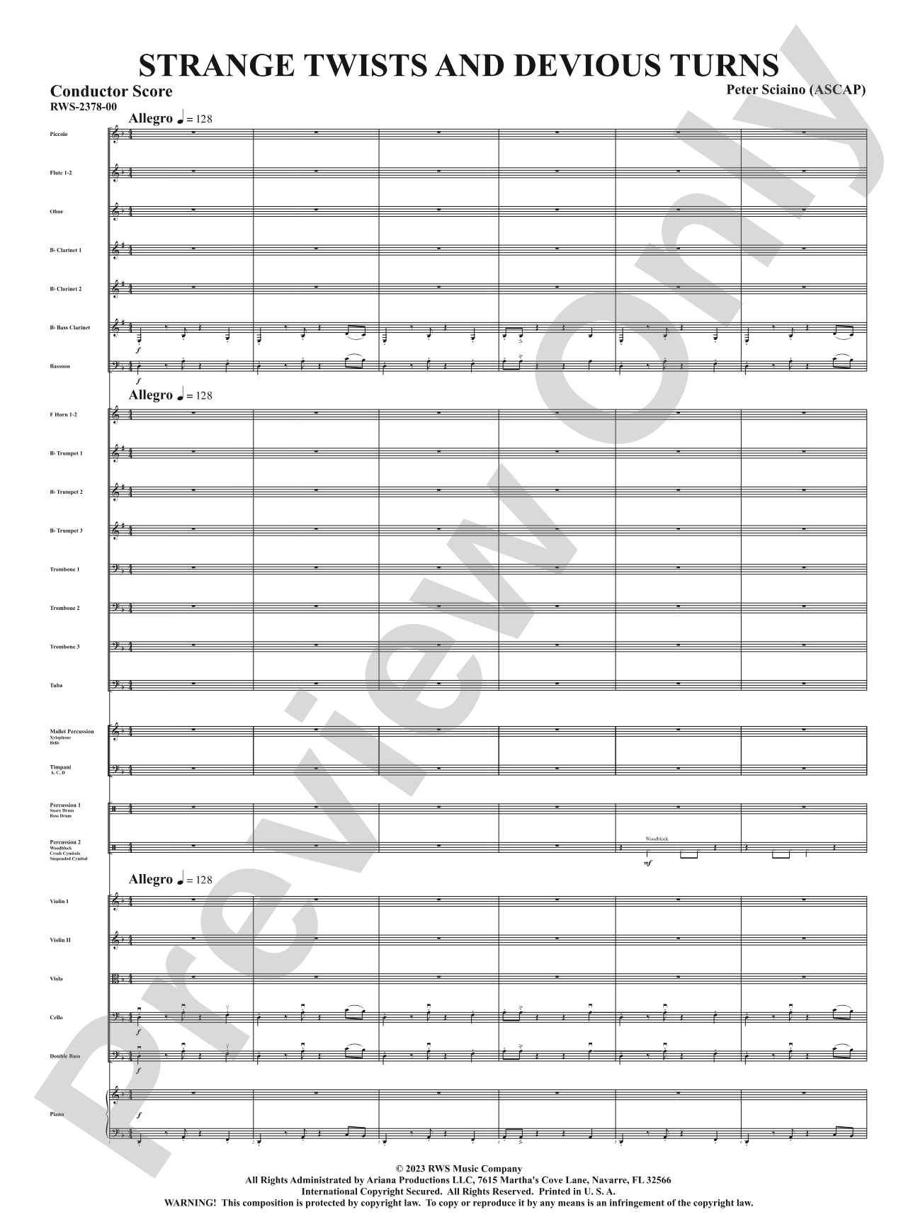 Strange Twists and Devious Turns: Full Orchestra Conductor Score & Parts