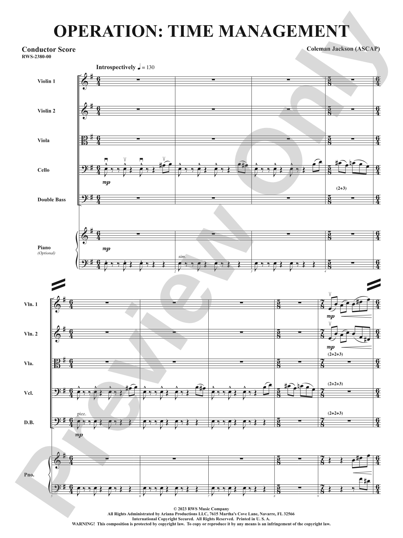 Operation: Time Management: String Orchestra Conductor Score & Parts