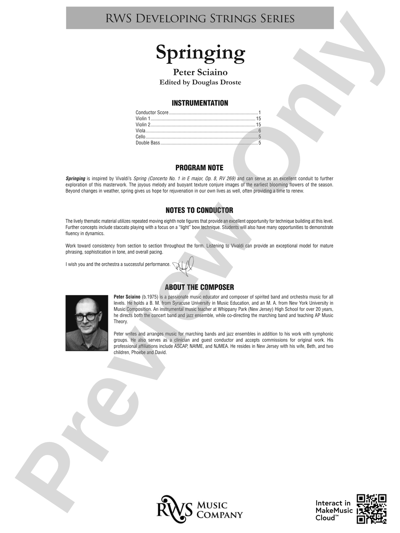 Springing: String Orchestra Conductor Score & Parts