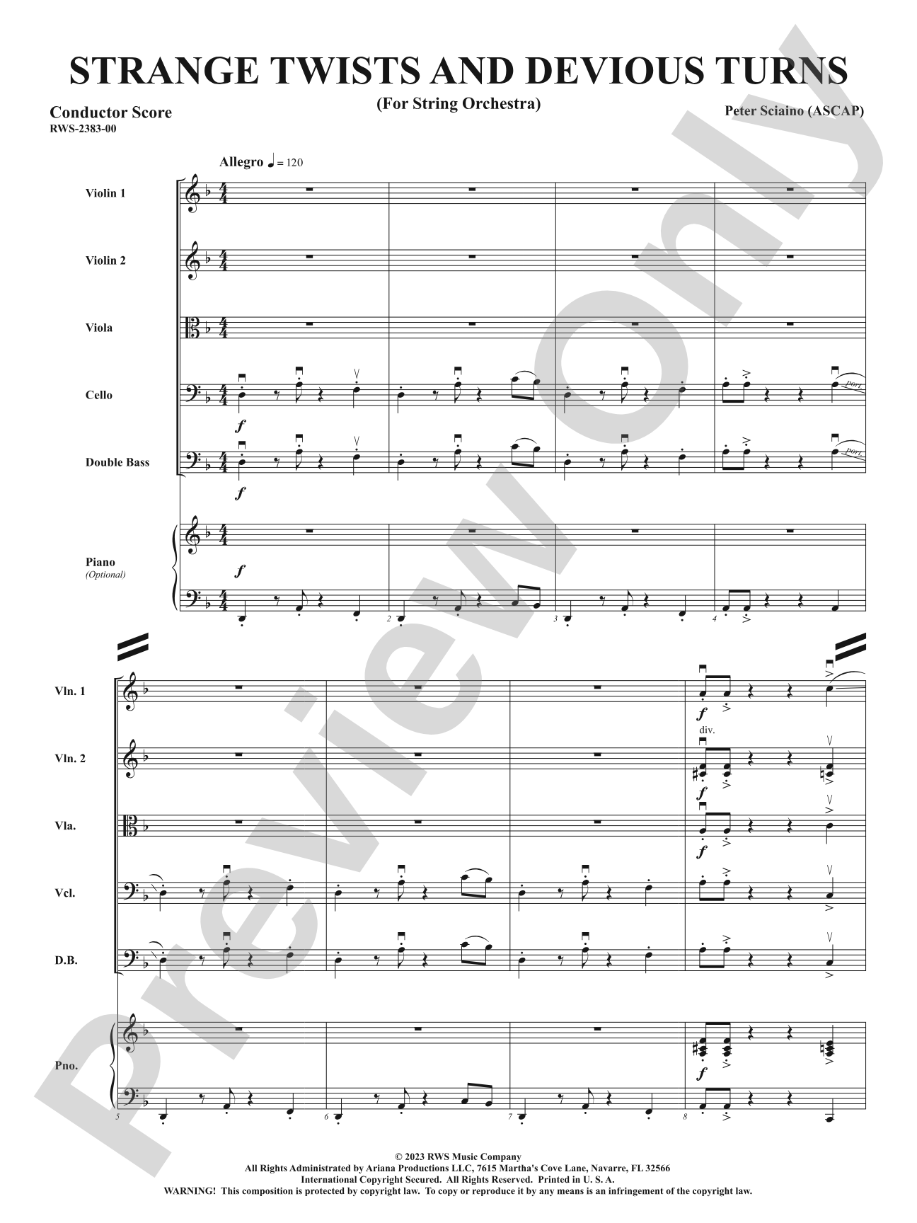 Strange Twists and Devious Turns - For String Orchestra: String Orchestra Conductor Score & Parts