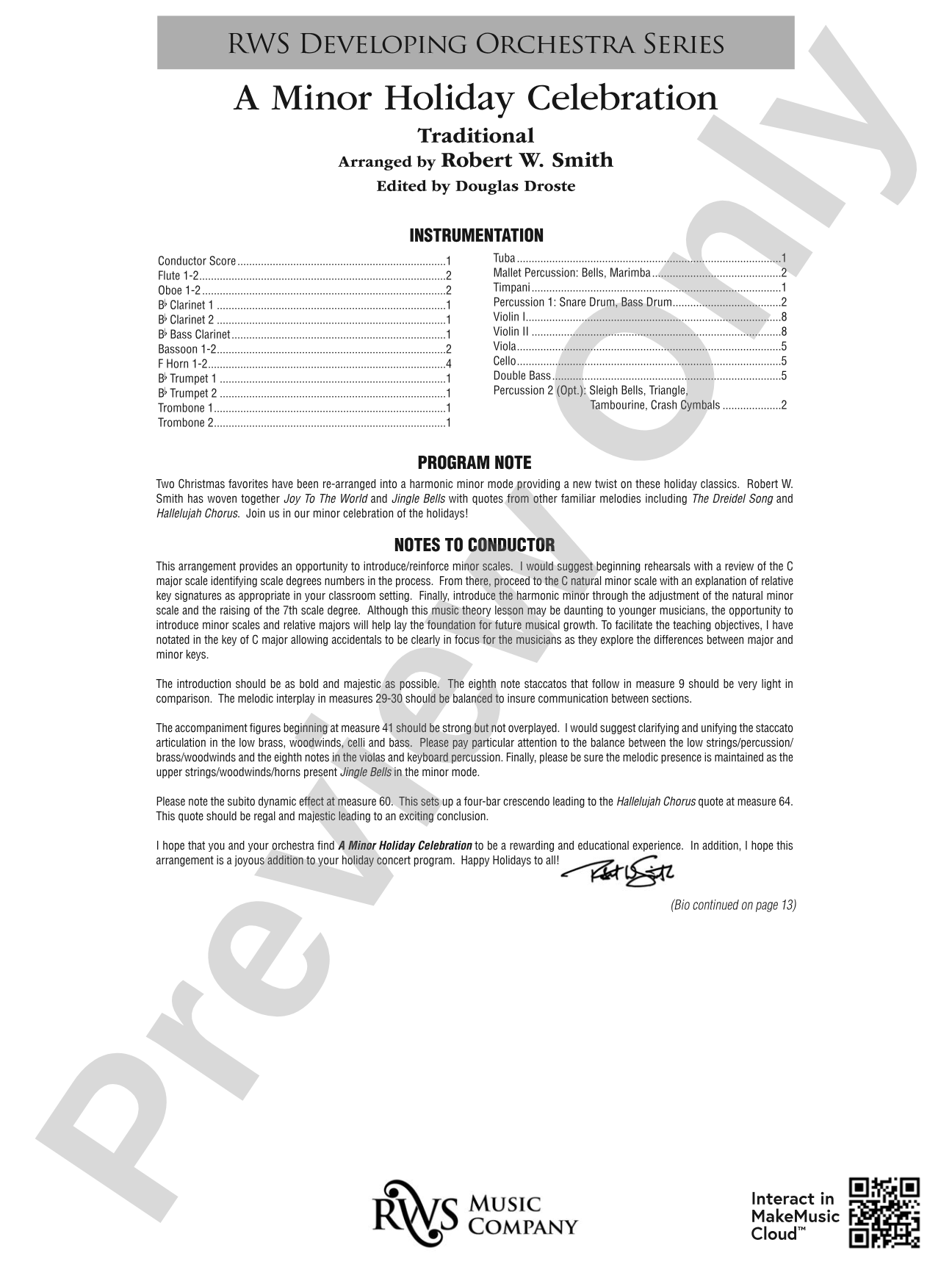 A Minor Holiday Celebration: Full Orchestra Conductor Score & Parts