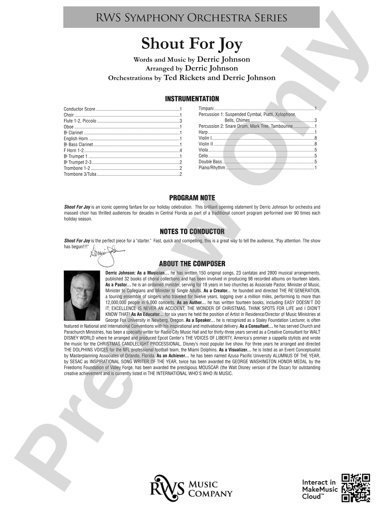Shout for Joy: Full Orchestra Conductor Score & Parts