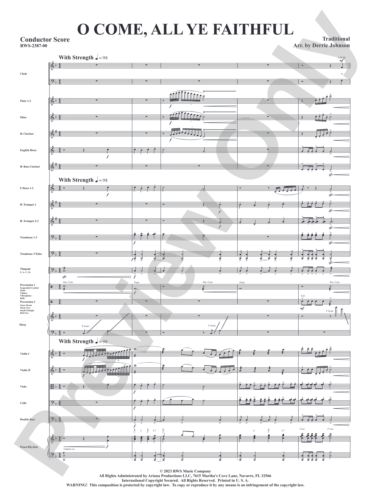 O Come, All Ye Faithful: Full Orchestra Conductor Score & Parts