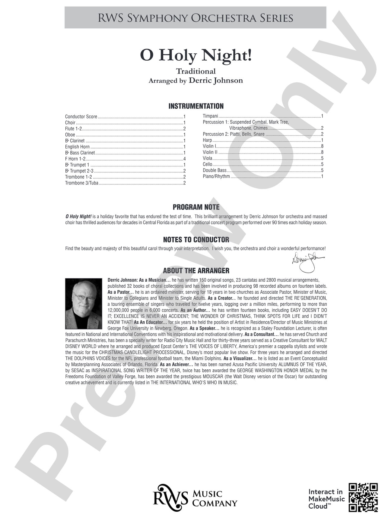 O Holy Night!: Full Orchestra Conductor Score & Parts