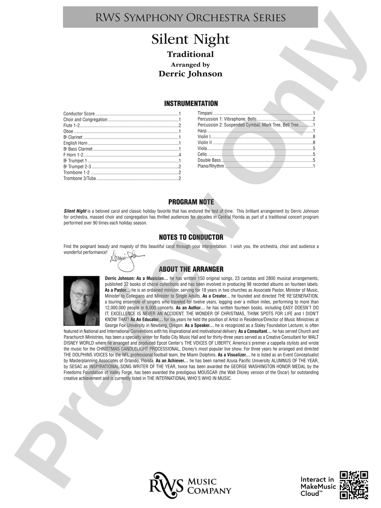 Silent Night: Full Orchestra Conductor Score & Parts