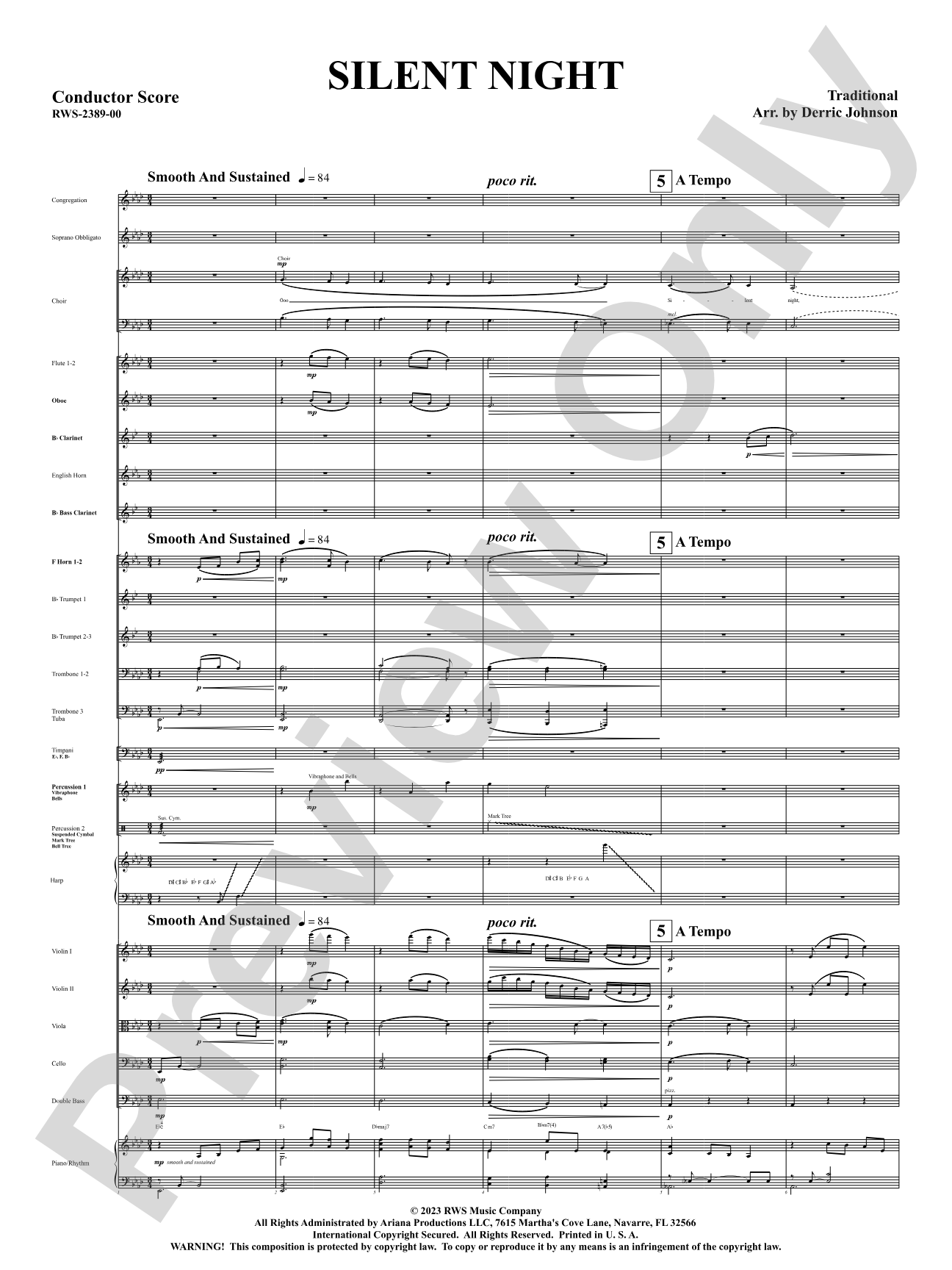 Silent Night: Full Orchestra Conductor Score & Parts