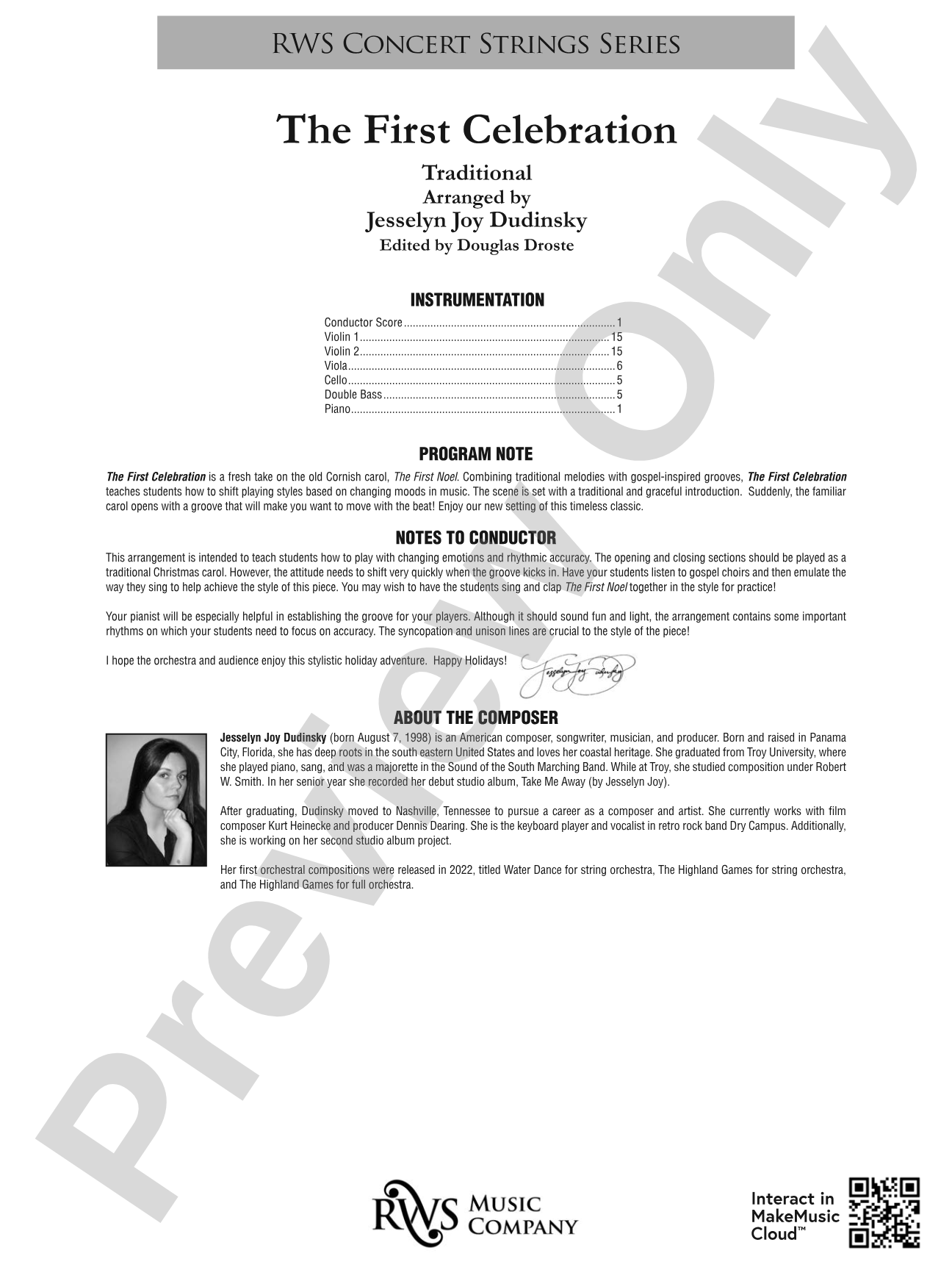 The First Celebration: String Orchestra Conductor Score & Parts