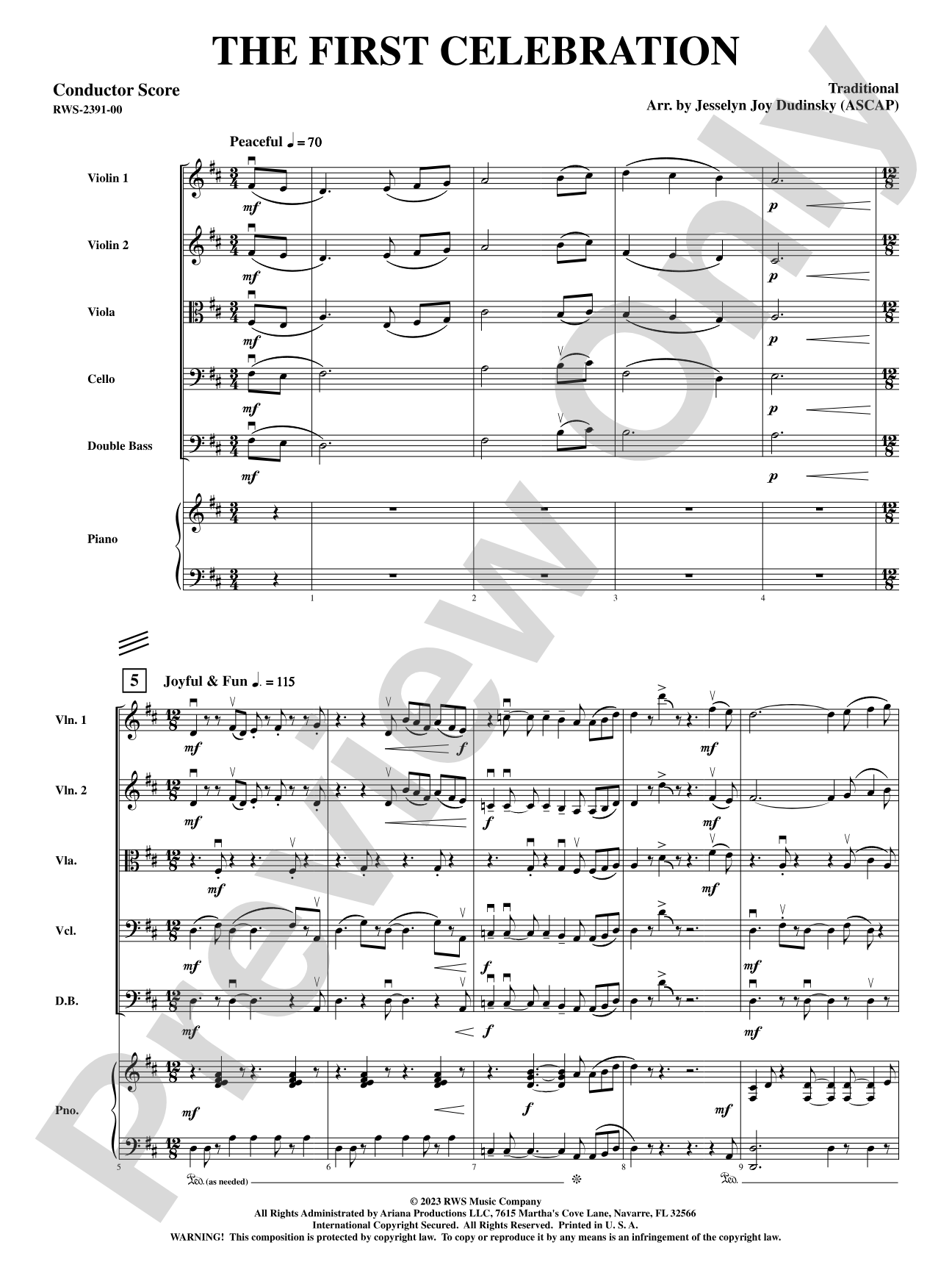 The First Celebration: String Orchestra Conductor Score & Parts