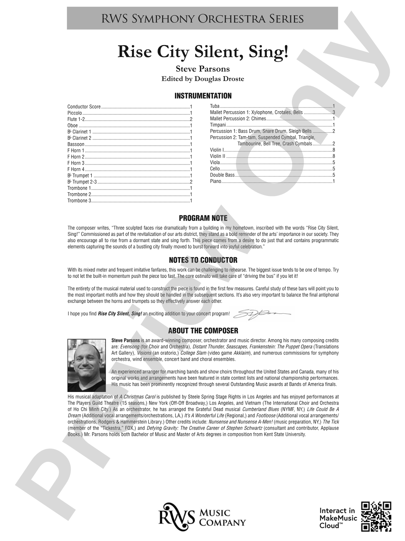 Rise City Silent, Sing!: Full Orchestra Conductor Score & Parts