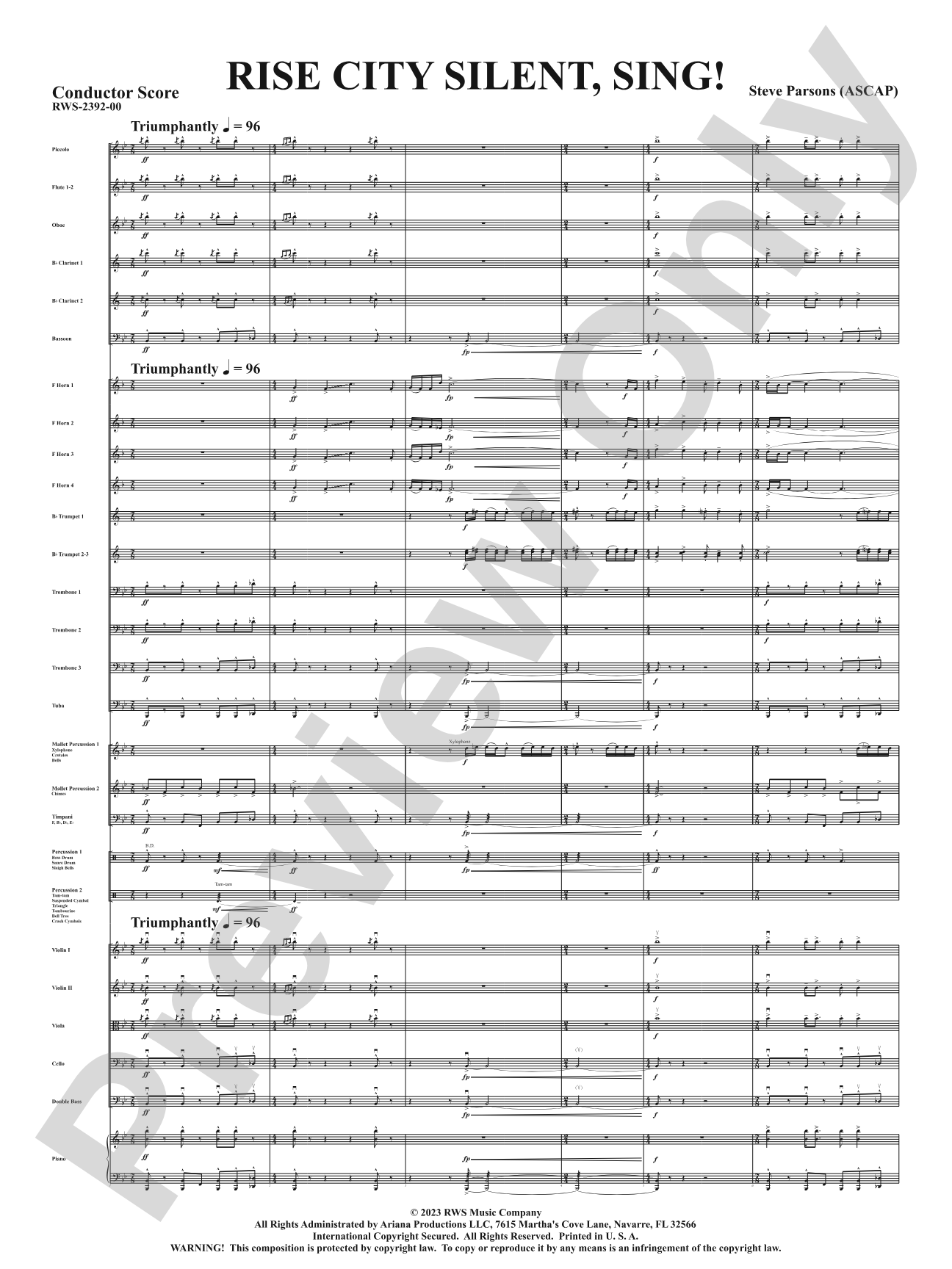 Rise City Silent, Sing!: Full Orchestra Conductor Score & Parts