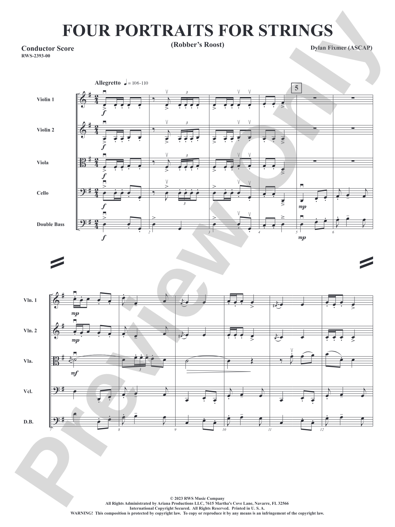 Four Portraits for Strings - Robber's Roost, Call of the Canyon, The Rinky Dink Saloon, A Toast to Santa: String Orchestra Conductor Score & Parts