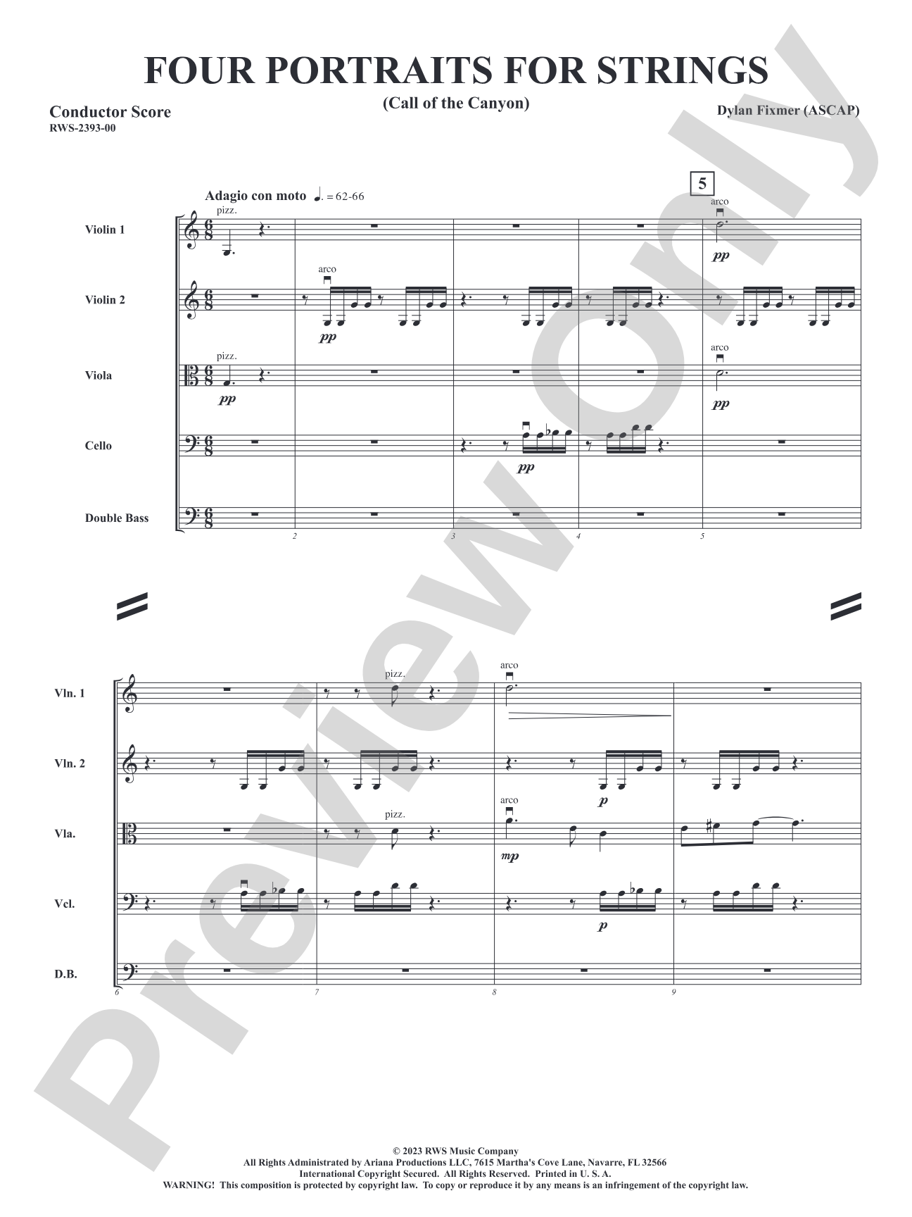 Four Portraits for Strings - Robber's Roost, Call of the Canyon, The Rinky Dink Saloon, A Toast to Santa: String Orchestra Conductor Score & Parts