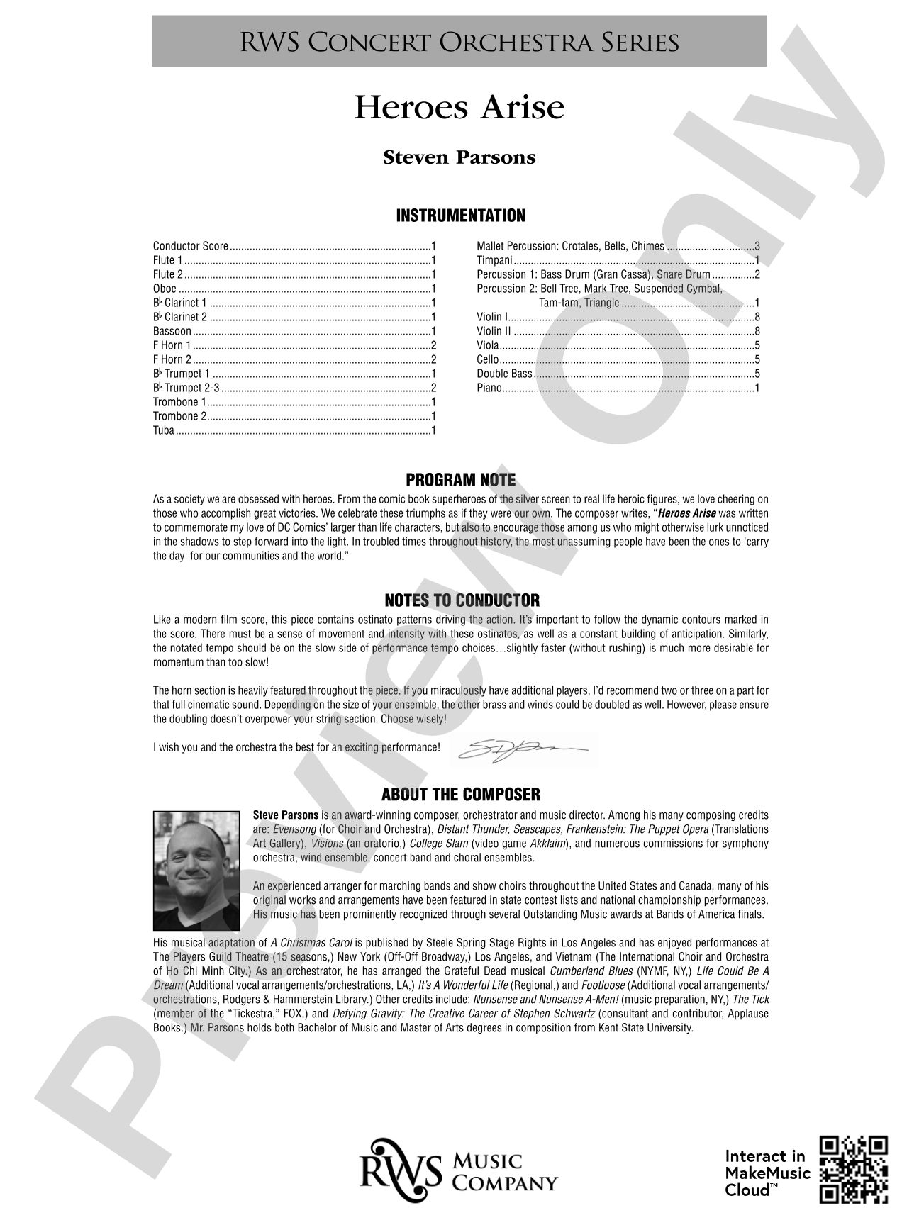 Heroes Arise: Full Orchestra Conductor Score & Parts