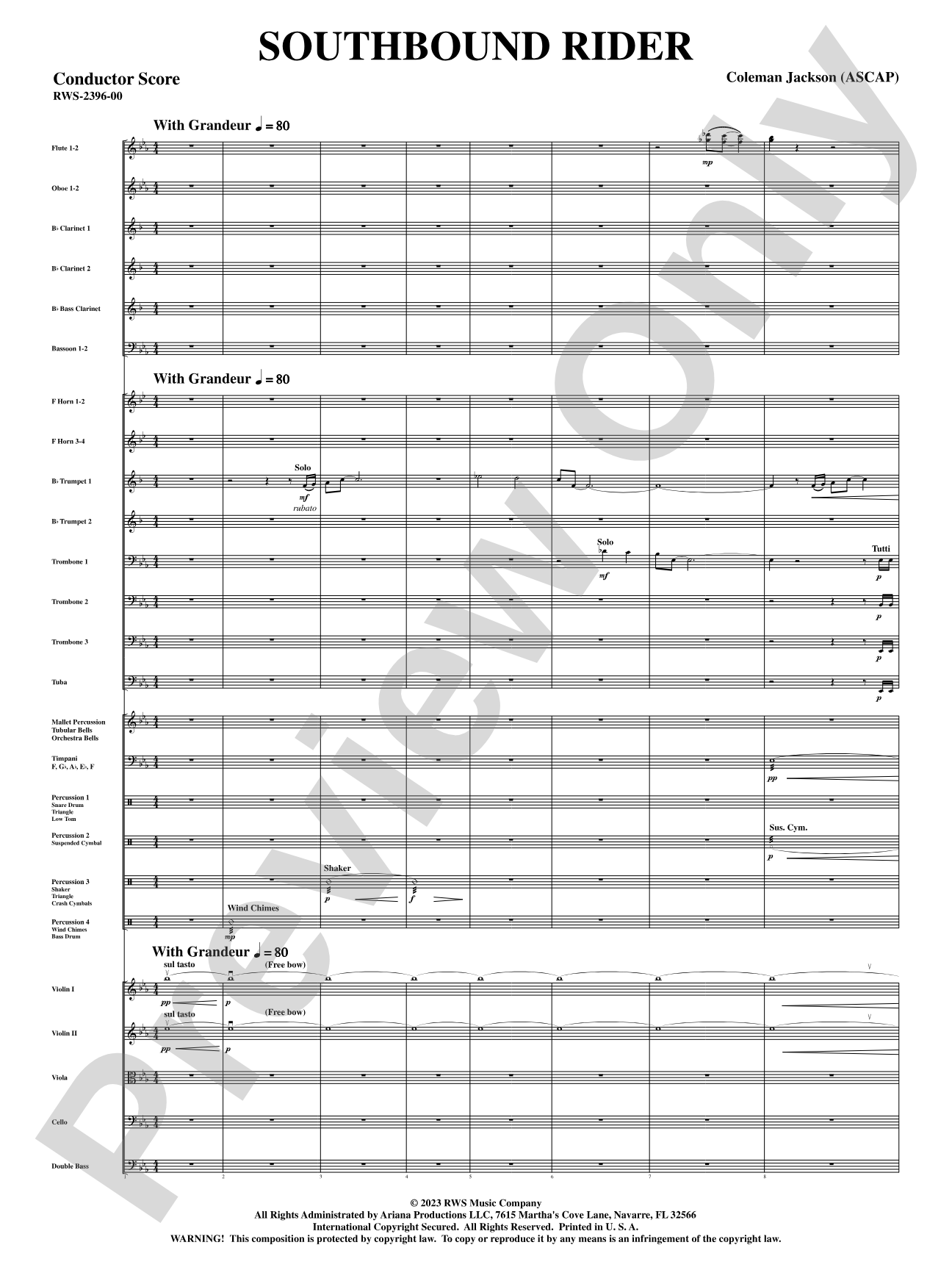 Southbound Rider: Full Orchestra Conductor Score & Parts