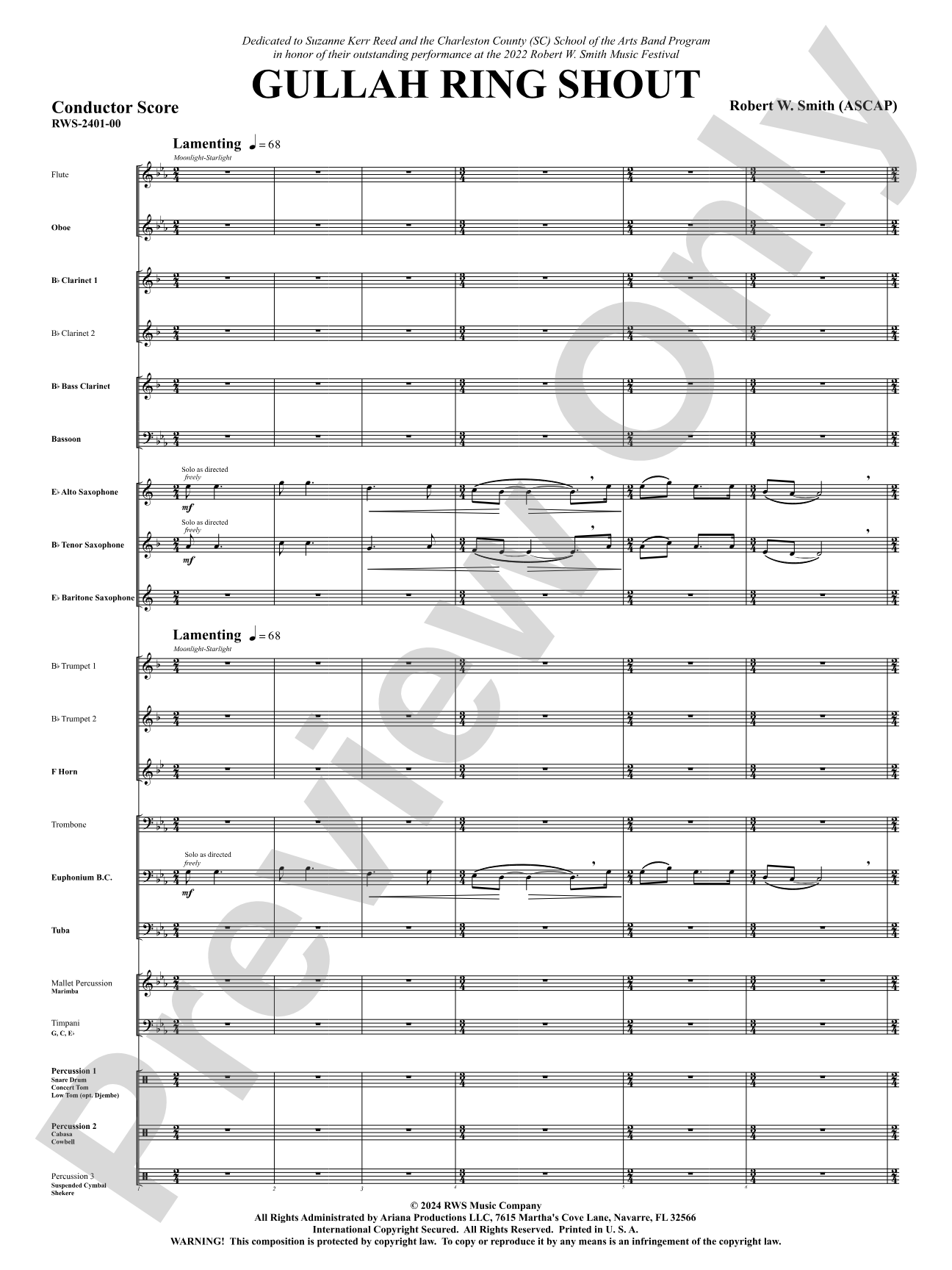 Gullah Ring Shout: Concert Band Conductor Score & Parts