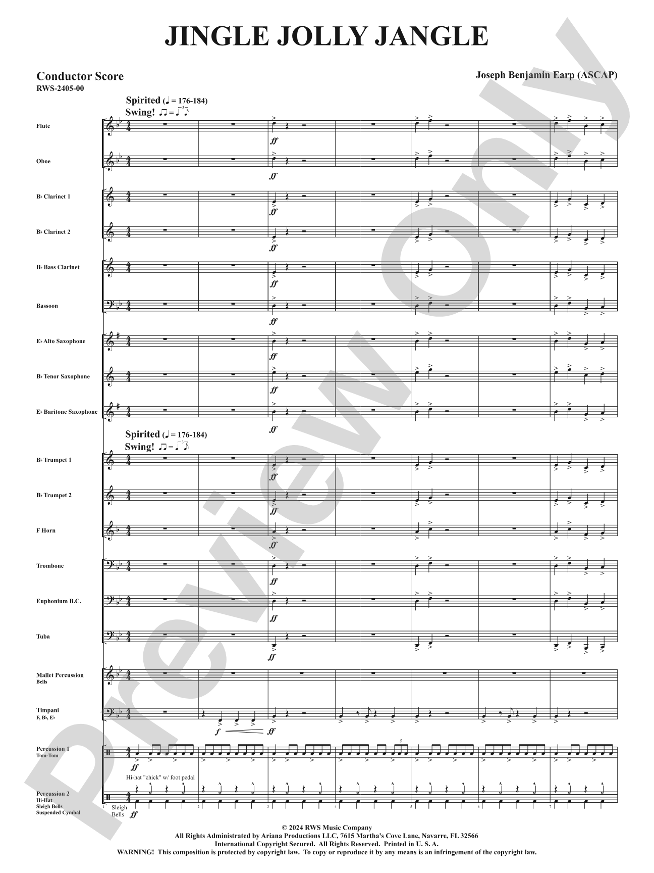 Jingle Jolly Jangle: Concert Band Conductor Score & Parts