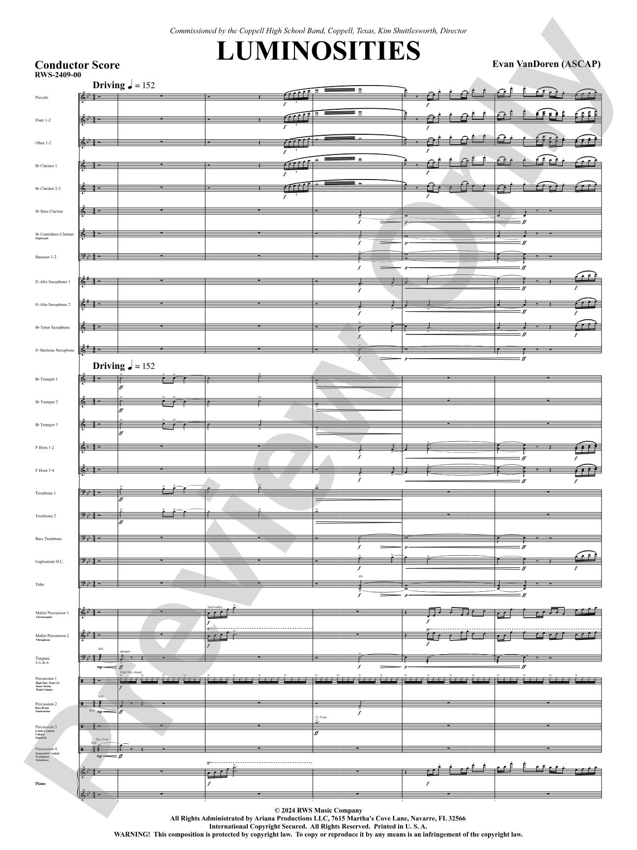 Luminosities: Concert Band Conductor Score & Parts