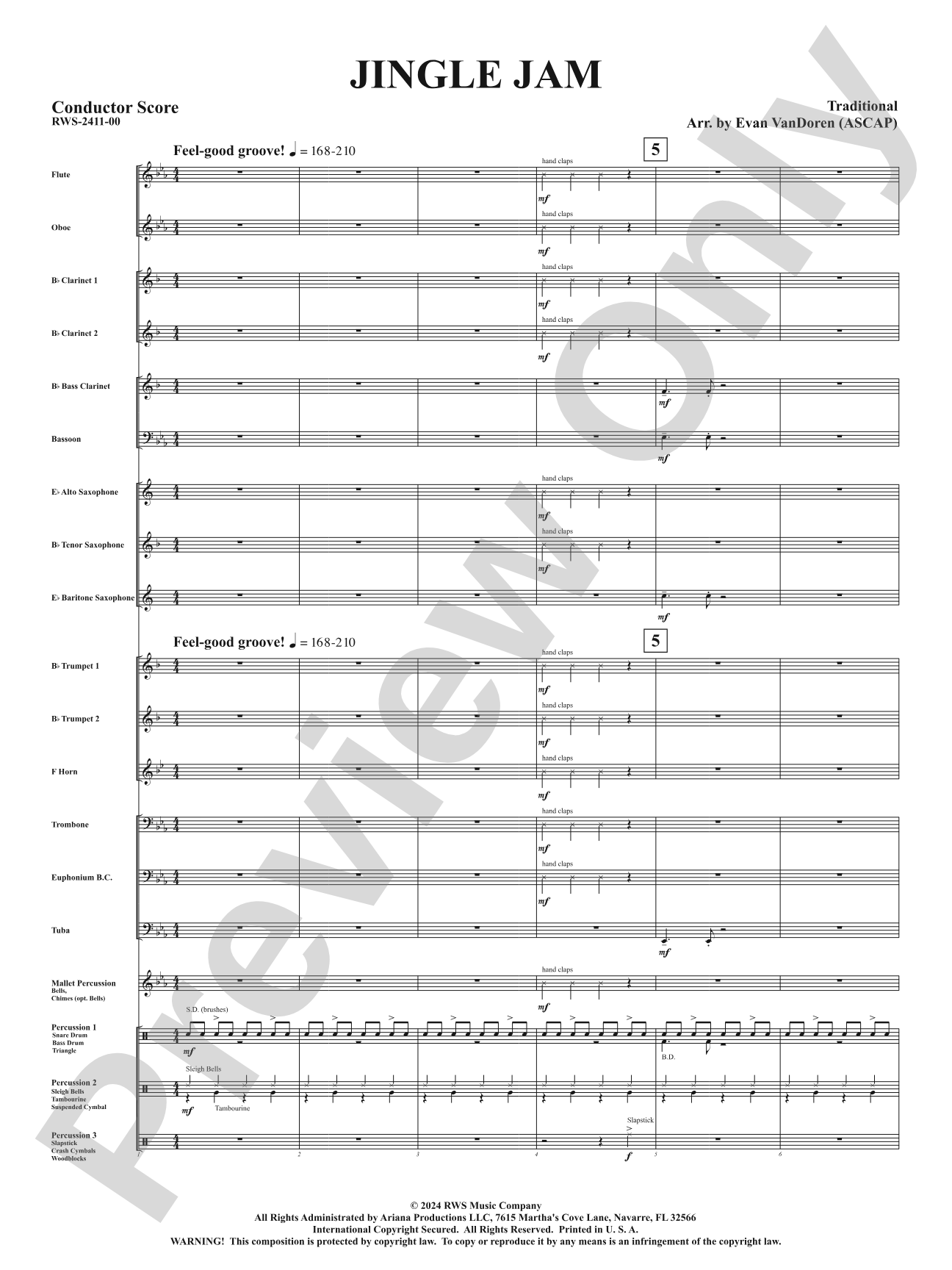 Jingle Jam: Concert Band Conductor Score & Parts