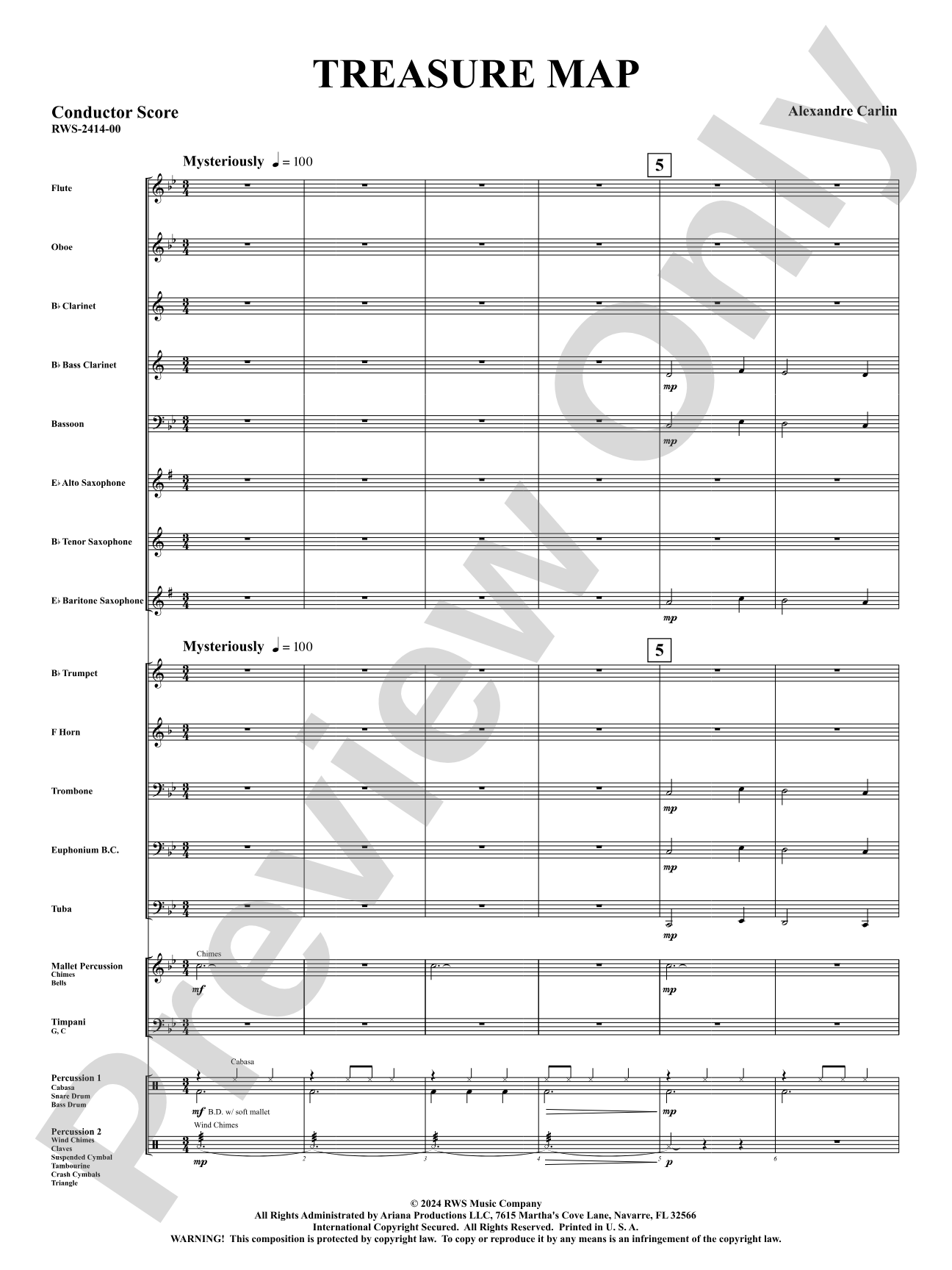 Treasure Map: Concert Band Conductor Score & Parts