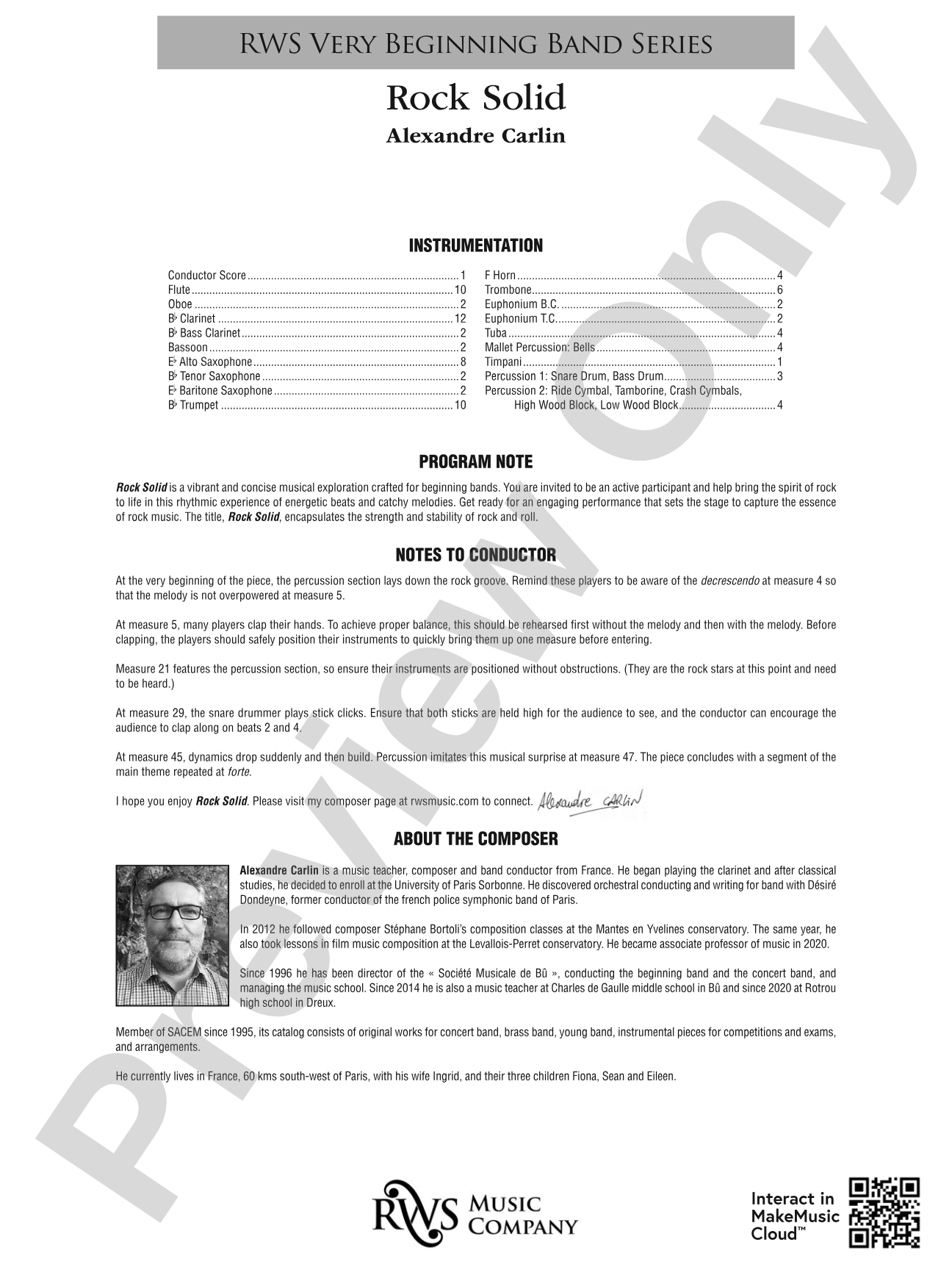 Rock Solid: Concert Band Conductor Score & Parts