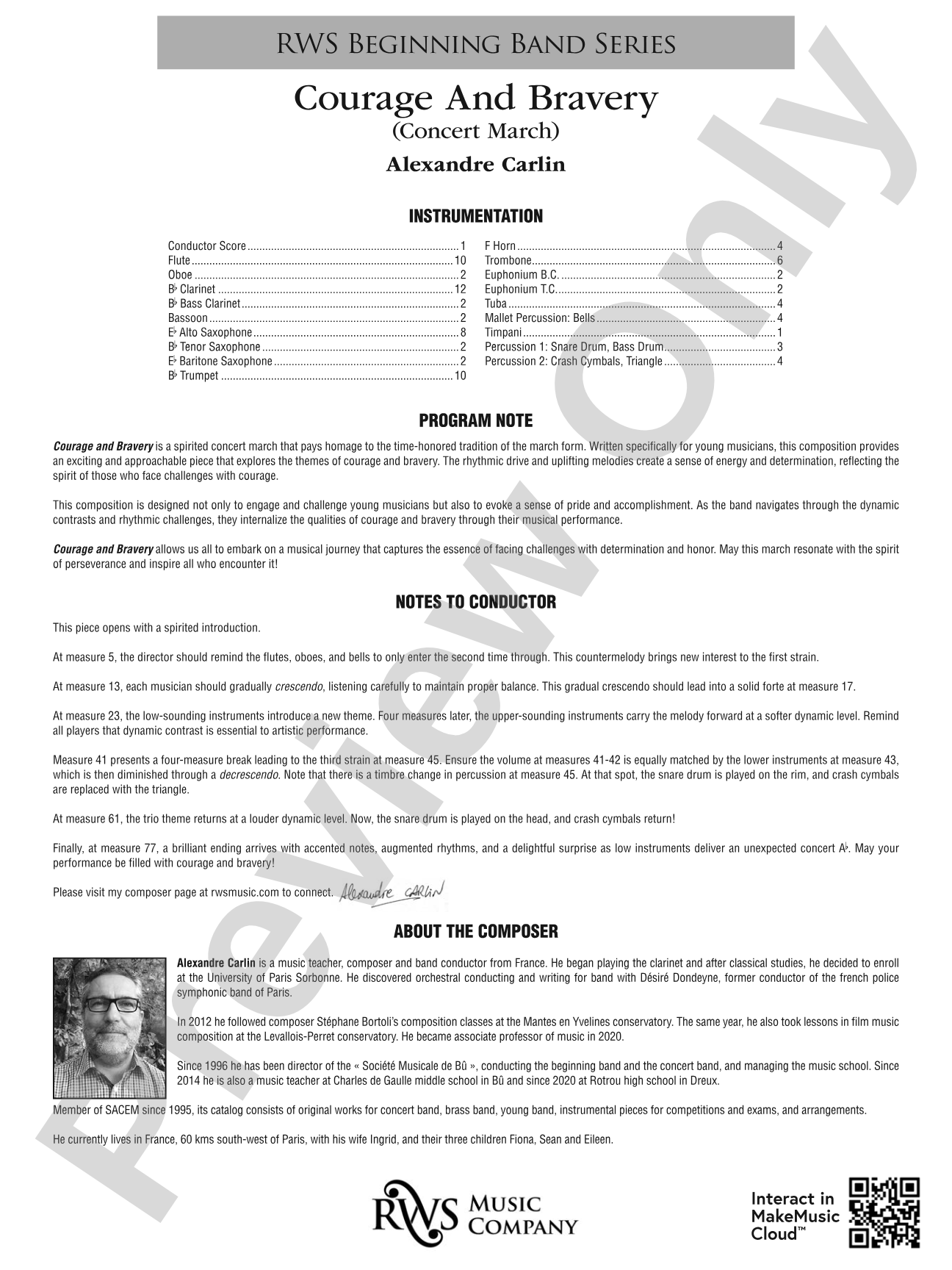 Courage and Bravery (Concert March): Concert Band Conductor Score & Parts