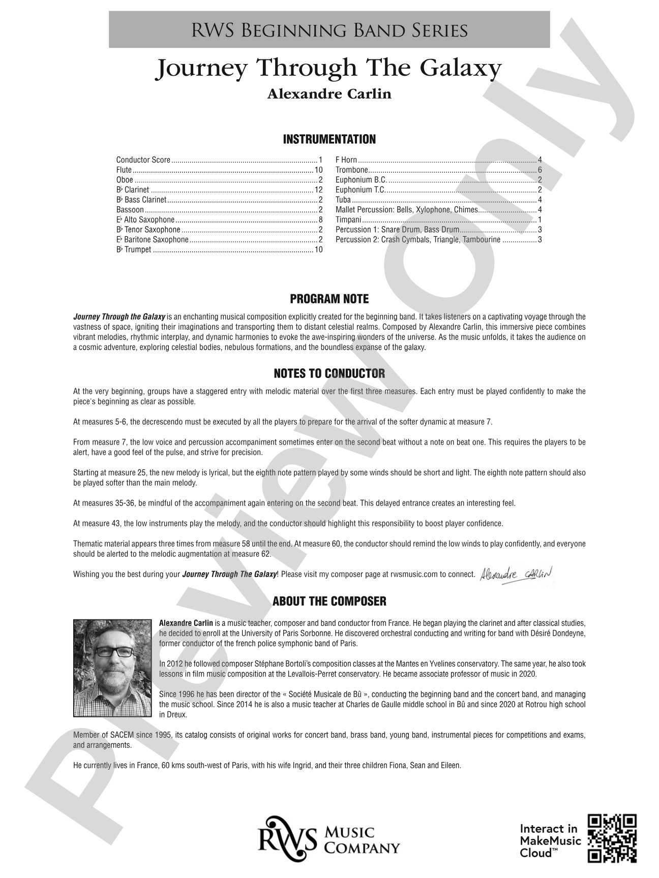 Journey Through the Galaxy: Concert Band Conductor Score & Parts