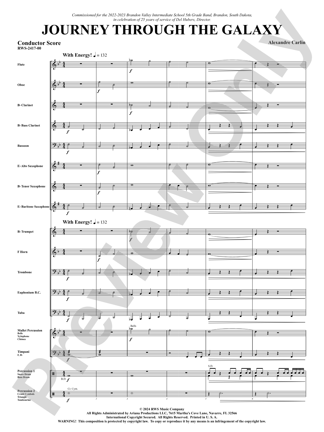 Journey Through the Galaxy: Concert Band Conductor Score & Parts