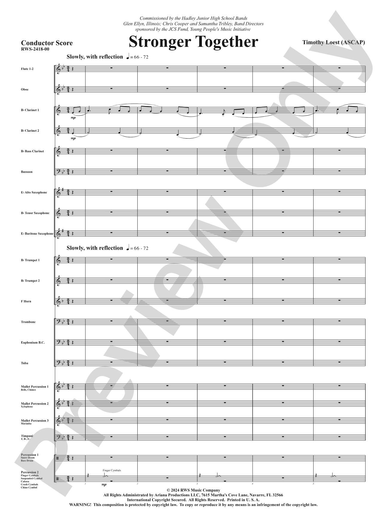 Stronger Together: Concert Band Conductor Score & Parts