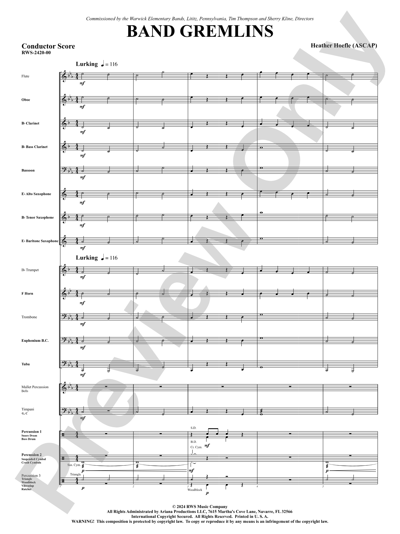 Band Gremlins: Concert Band Conductor Score & Parts