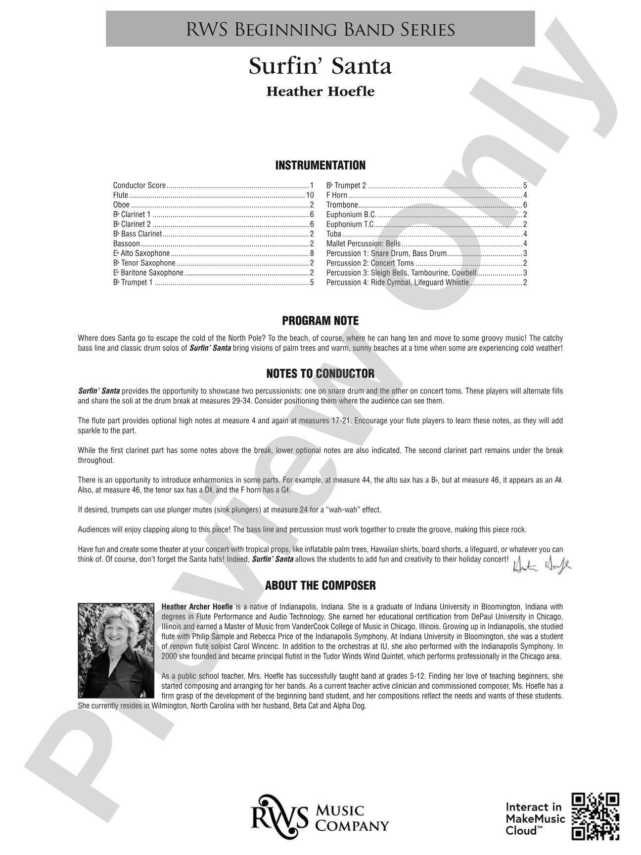 Surfin' Santa: Concert Band Conductor Score & Parts