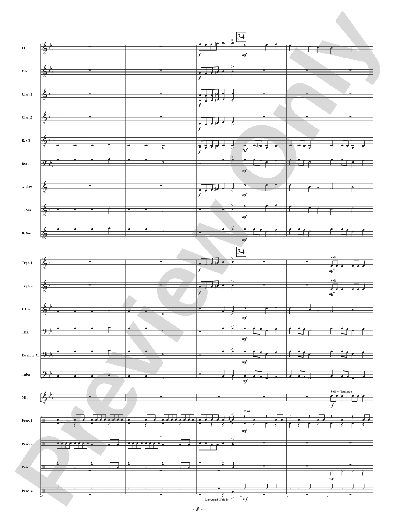 Surfin' Santa: Concert Band Conductor Score & Parts