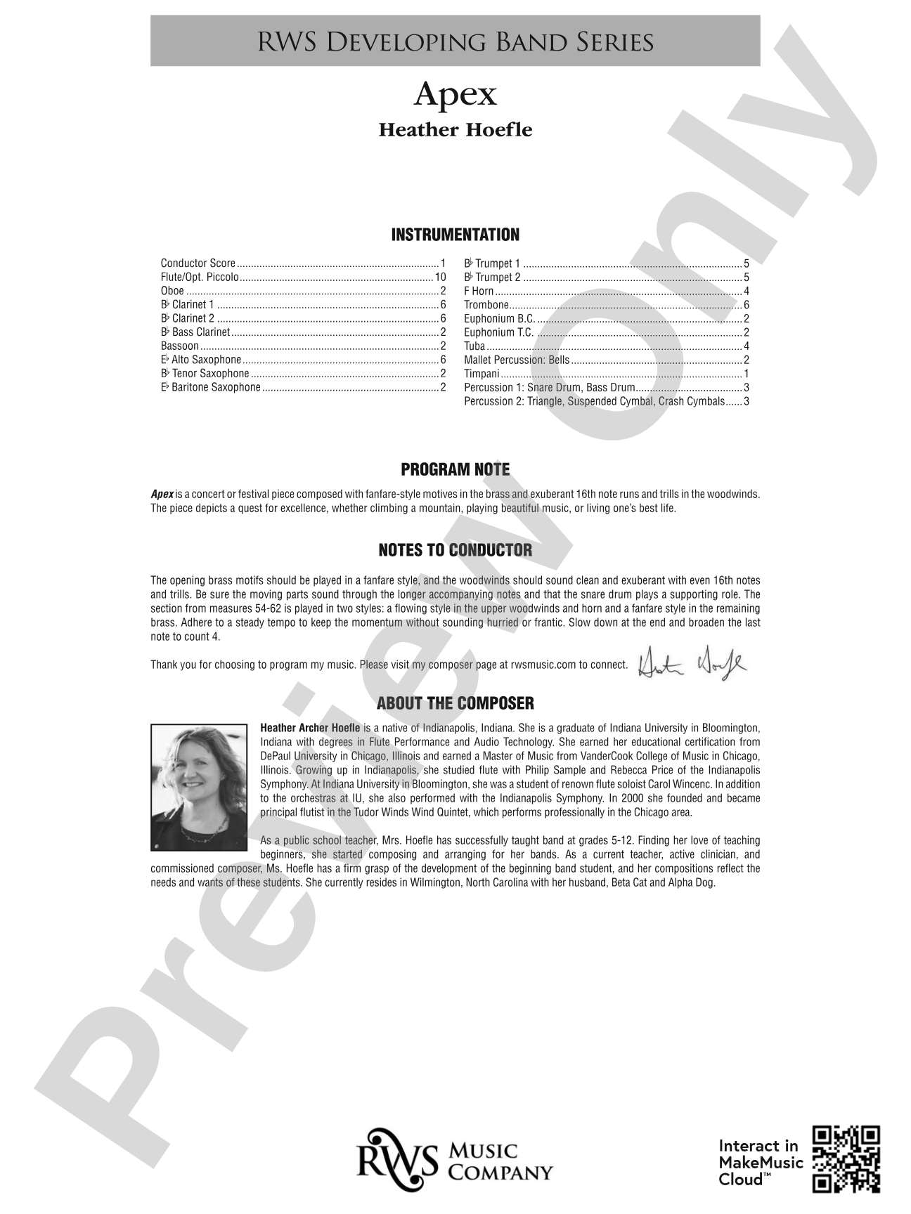 Apex: Concert Band Conductor Score & Parts