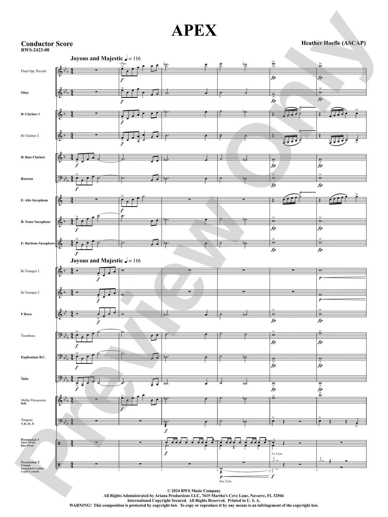 Apex: Concert Band Conductor Score & Parts