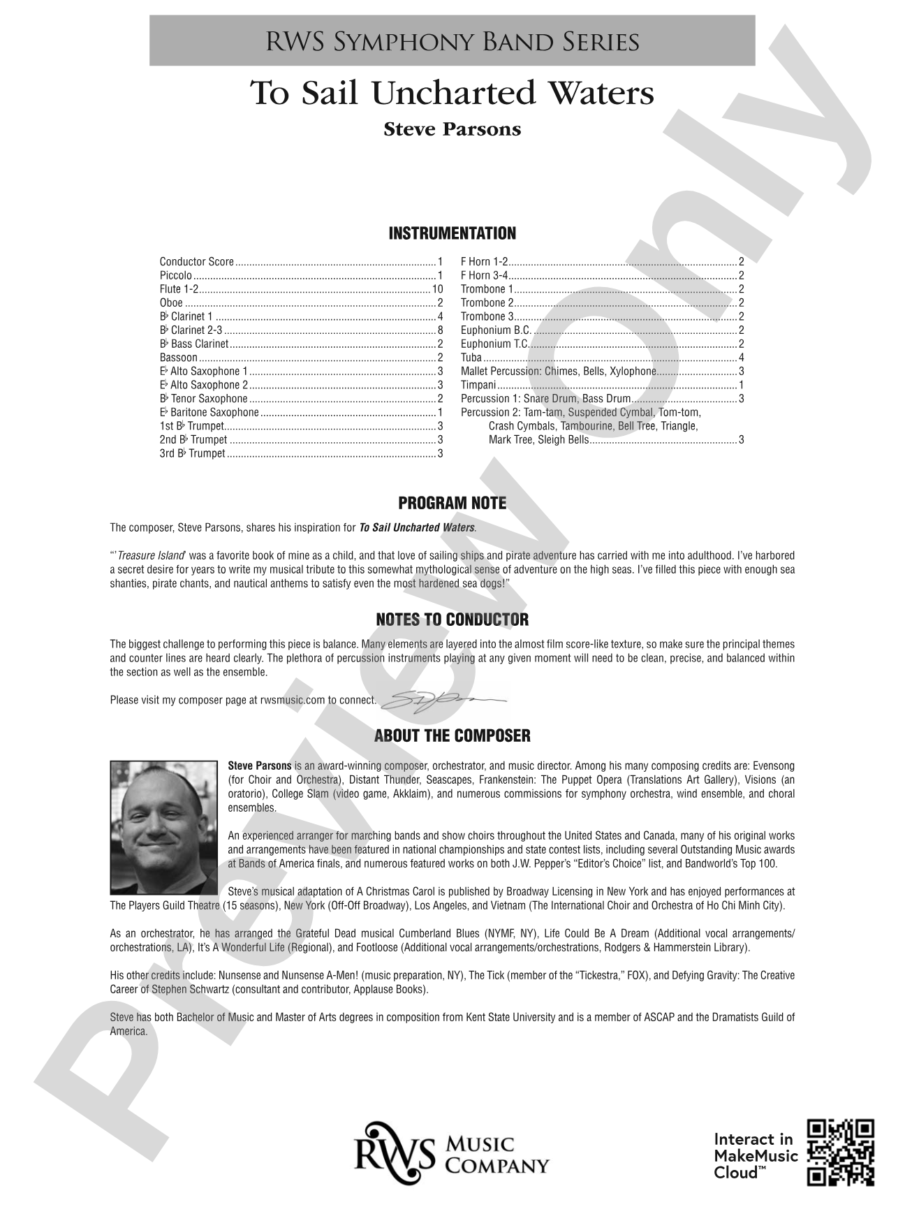 To Sail Uncharted Waters: Concert Band Conductor Score & Parts
