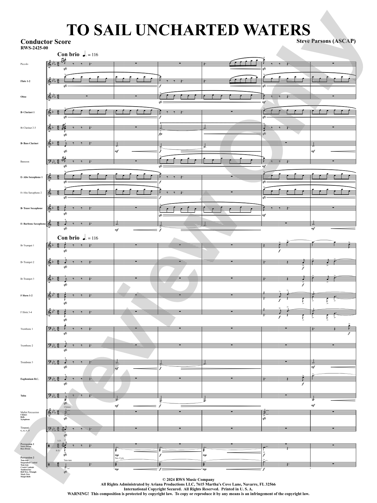 To Sail Uncharted Waters: Concert Band Conductor Score & Parts